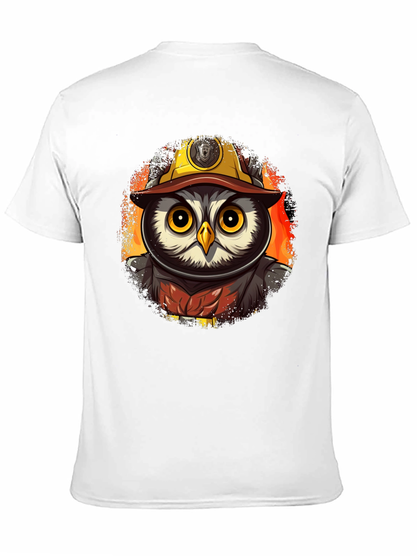 Black Owl Firefighter T-Shirt - Cartoon Design view 11