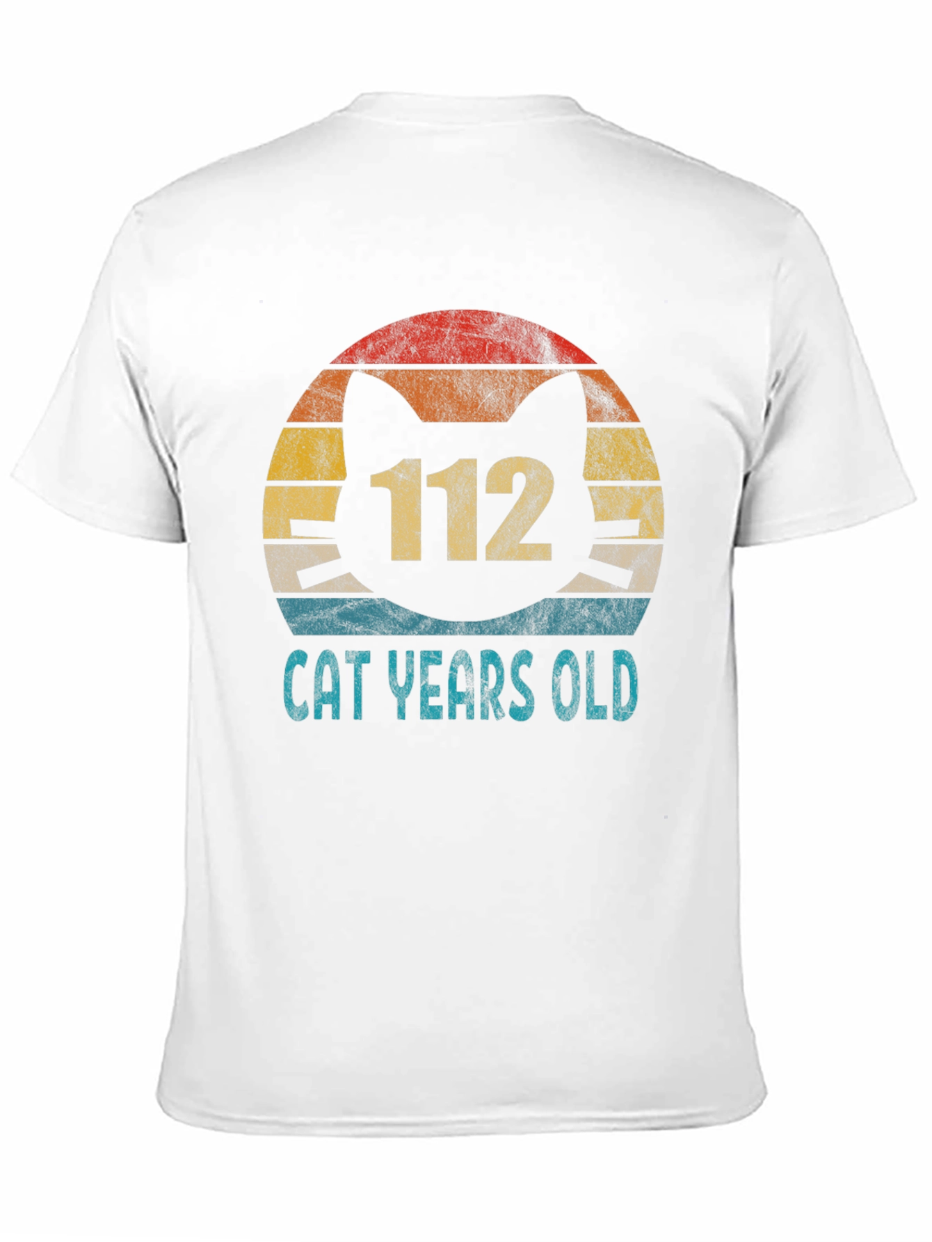 Black 112 Cat Years Old T-Shirt - Funny Vintage Retro Design view 11