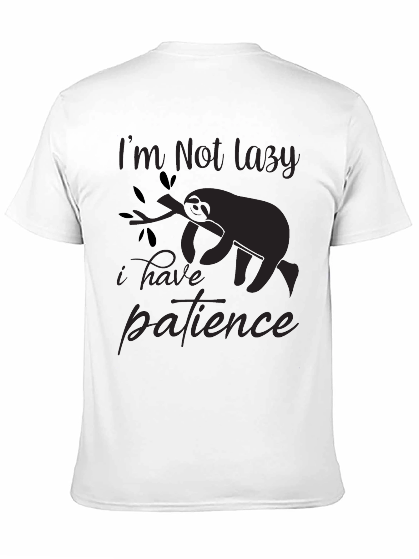 Black I'm Not Lazy T-Shirt Sloth Patience Graphic Tee view 11