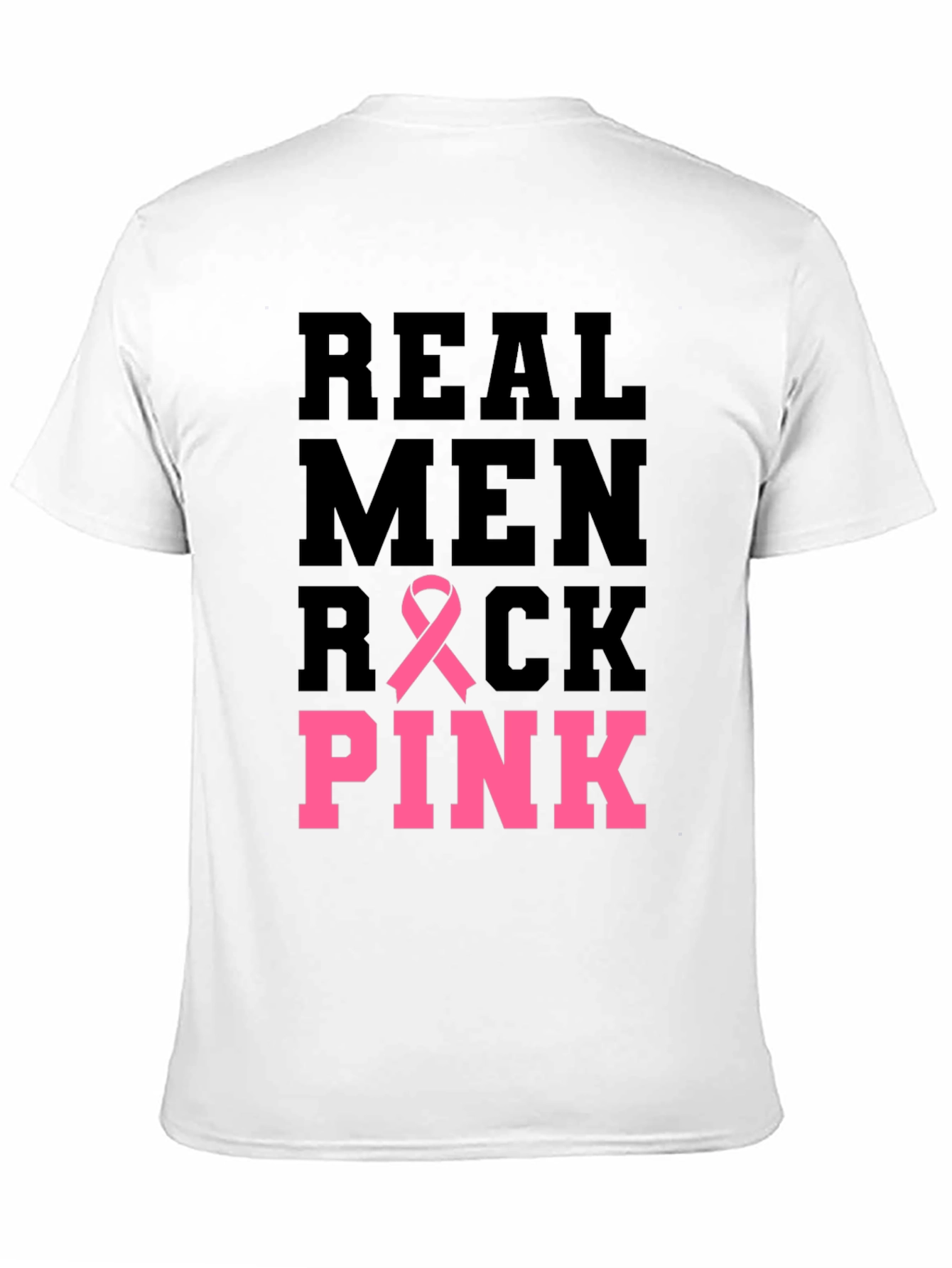 Black Real Men Rock Pink Breast Cancer Awareness T-Shirt view 11