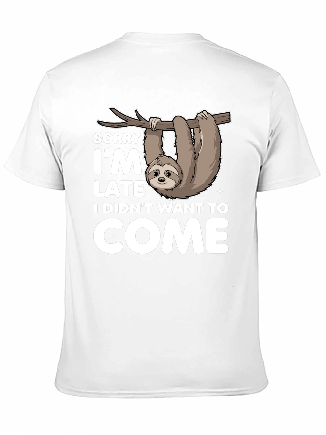Black Funny Sloth T-Shirt - Sorry I'm Late Tee view 11