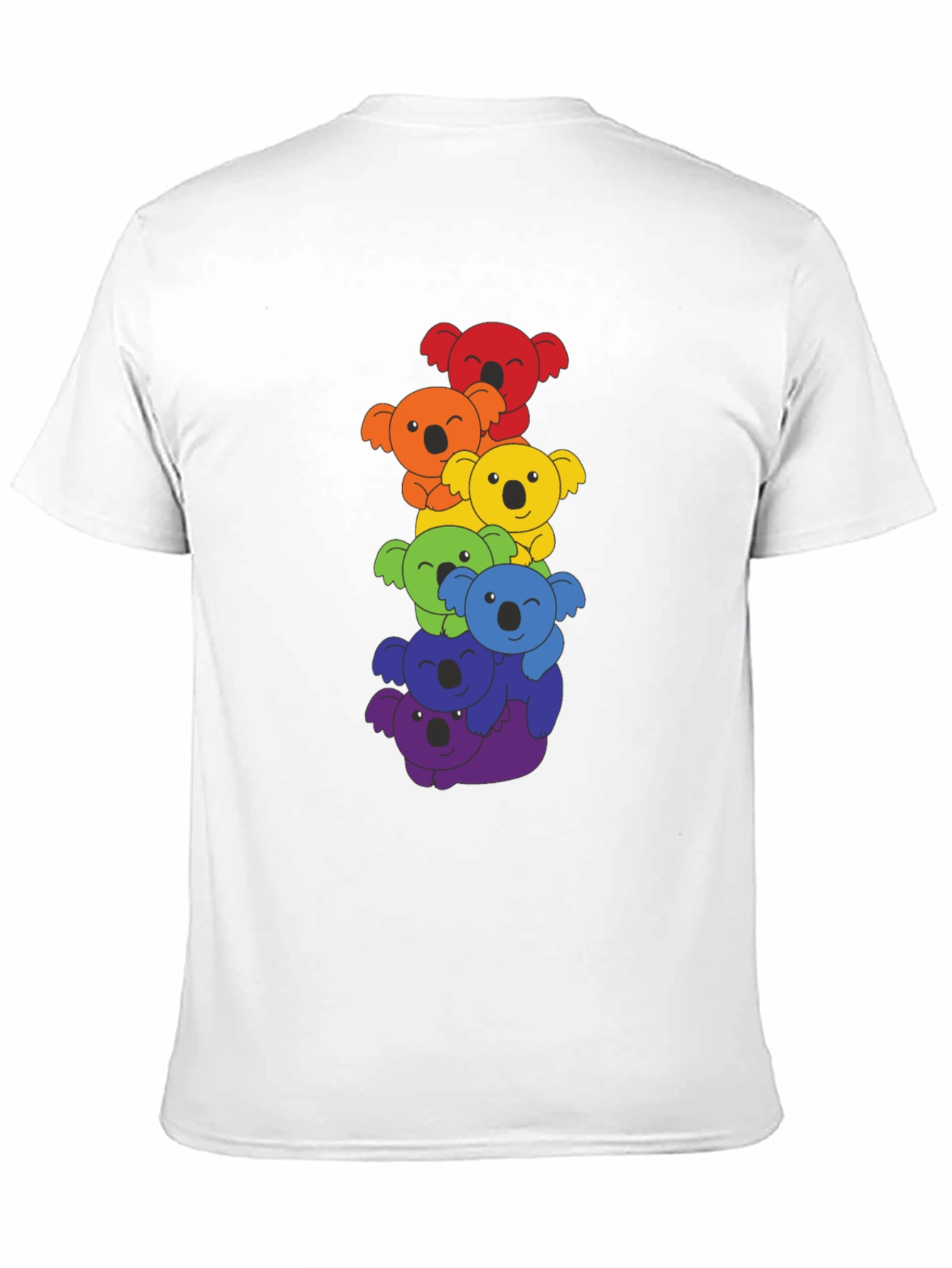 Black Rainbow Koala Stack Graphic Tee - Black Cotton Shirt view 11