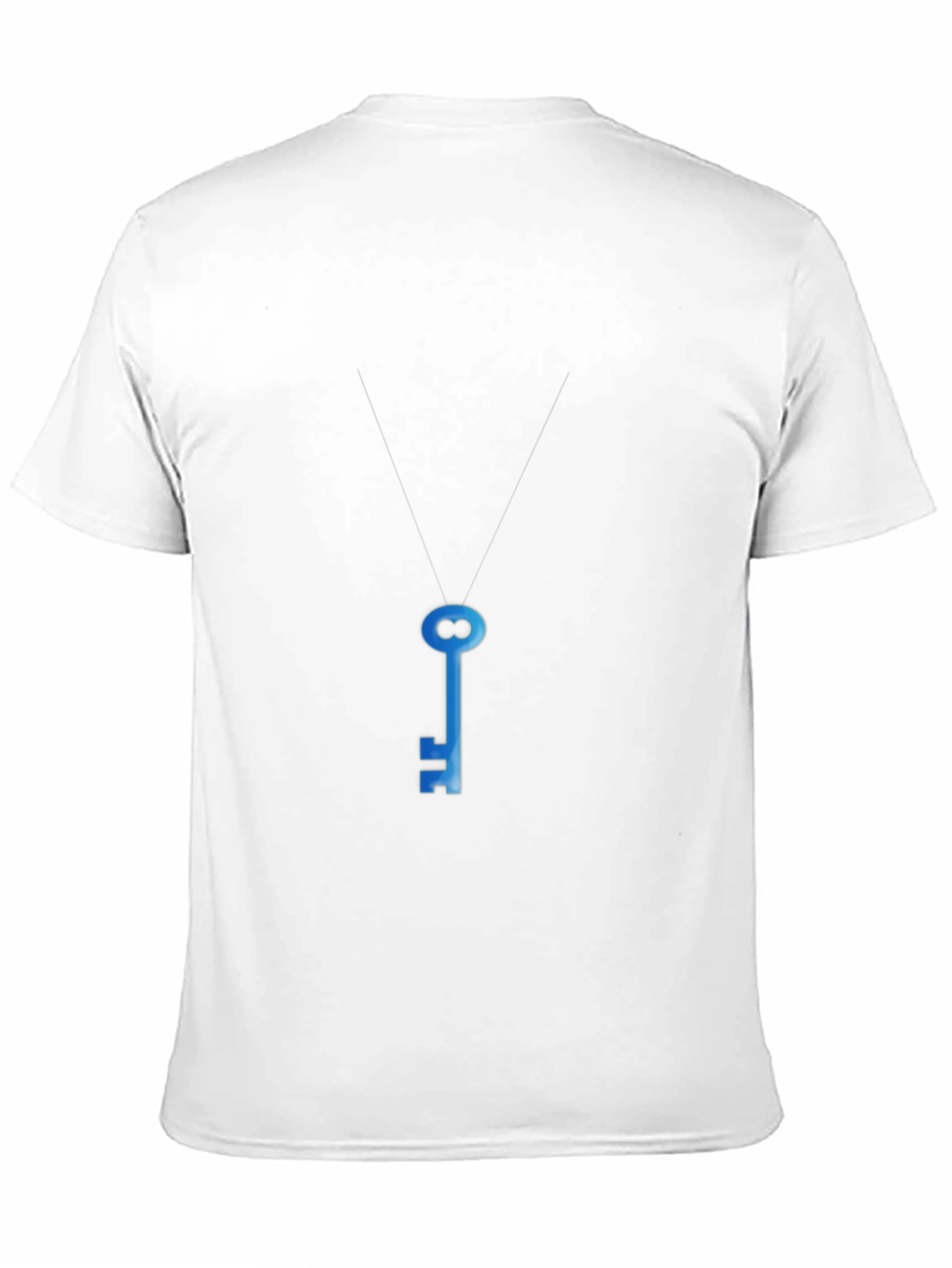 Black Men's Black T-Shirt with Blue Key Graphic view 11