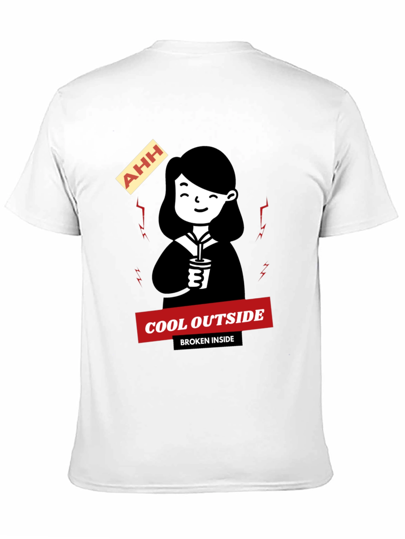 Black Cool Outside Broken Inside Black T-Shirt view 11