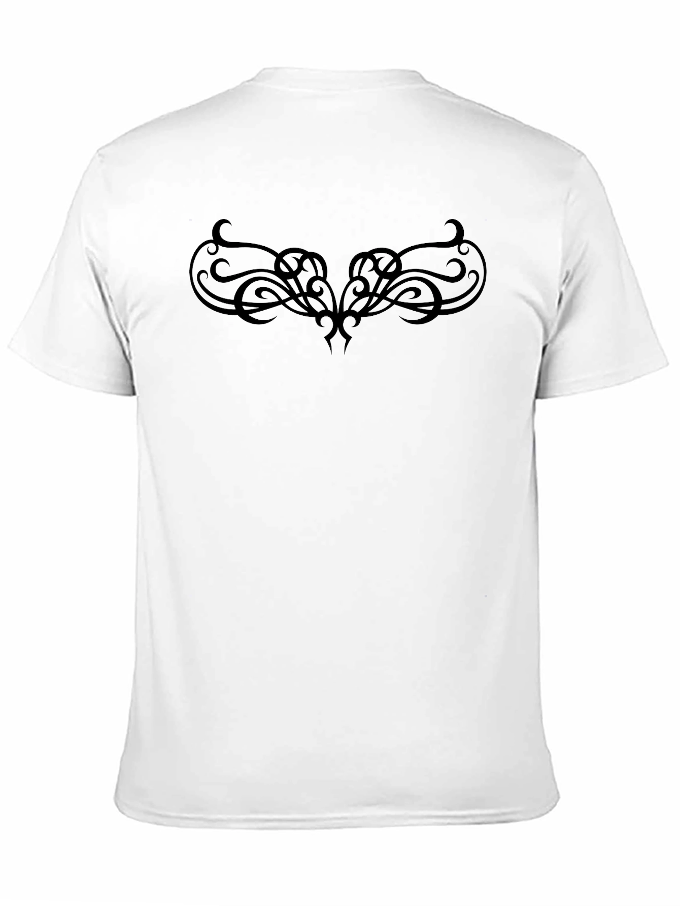 Black Men's Black Tee with Tribal Tattoo Design view 11