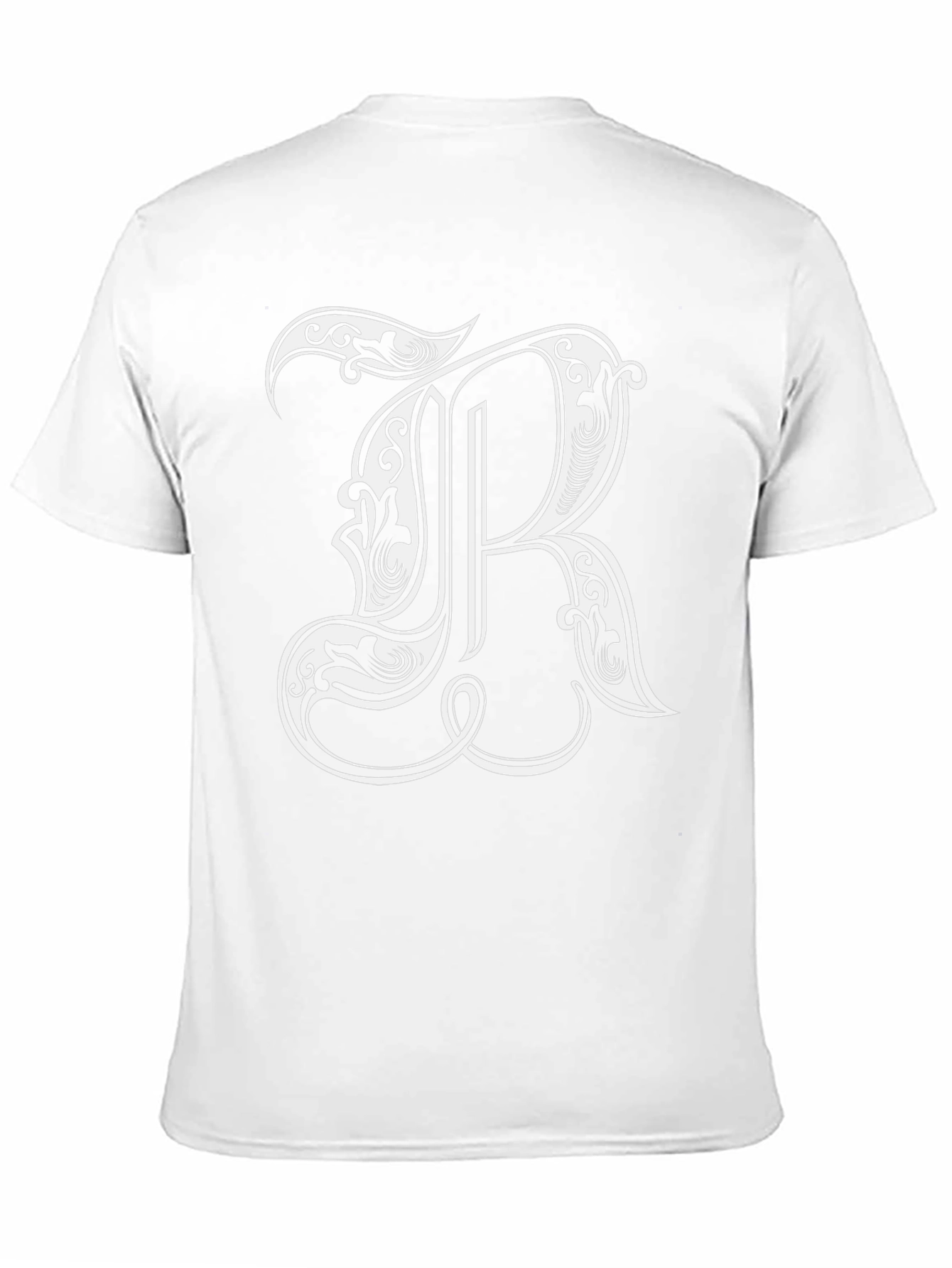 Black Ornate Initial 'R' Black Graphic T-Shirt view 11