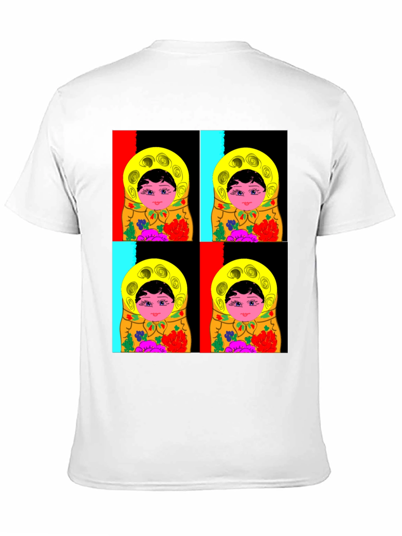 Black Matryoshka Doll Graphic T-Shirt, Black Cotton Tee view 11