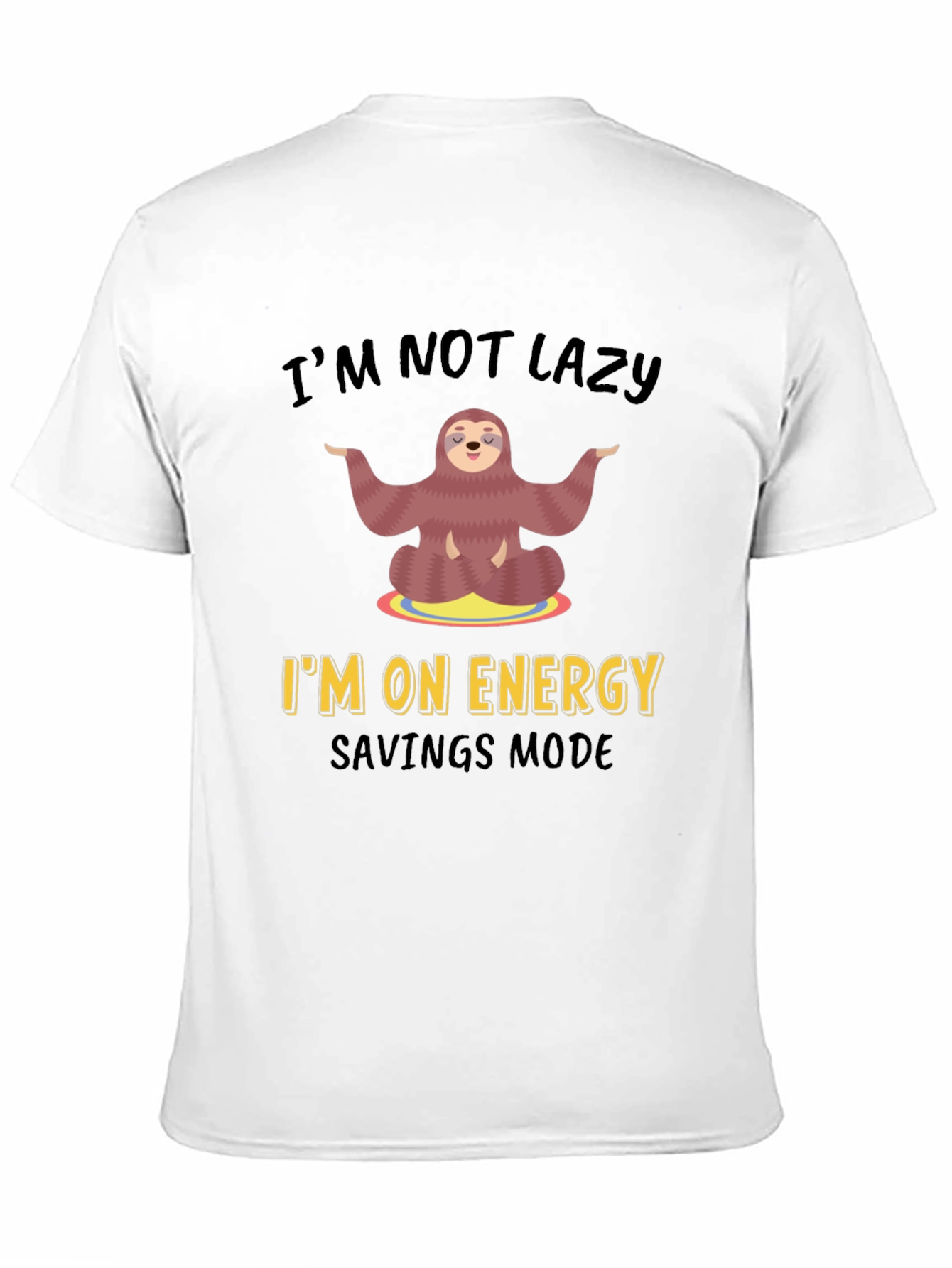 Black Lazy Sloth Energy Saving Mode Graphic T-Shirt view 11