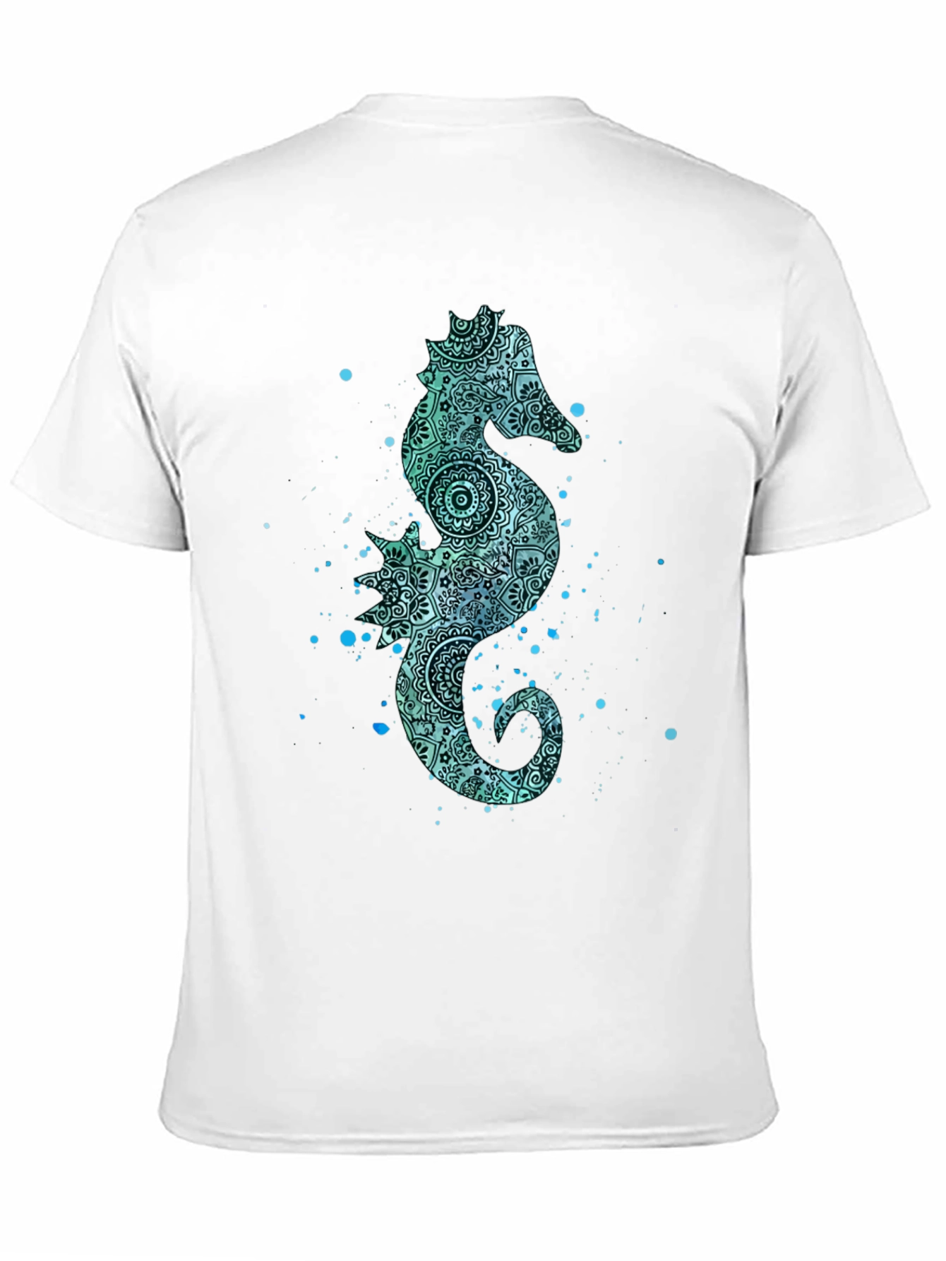 Black Seahorse Graphic Tee - Men's Black Cotton T-Shirt view 11