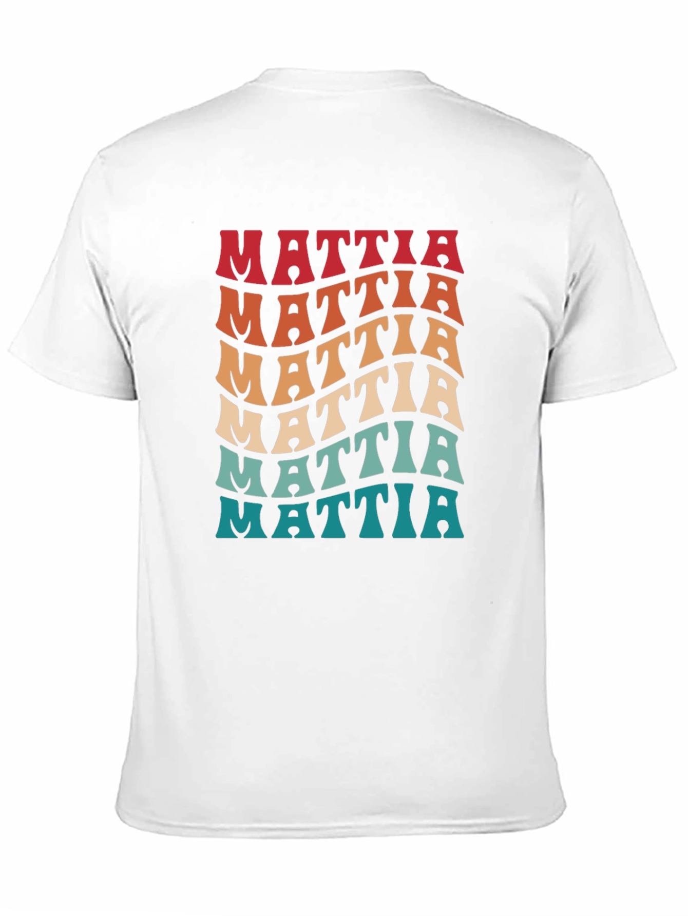 Black Retro Name Mattia Wavy Text T-Shirt view 11