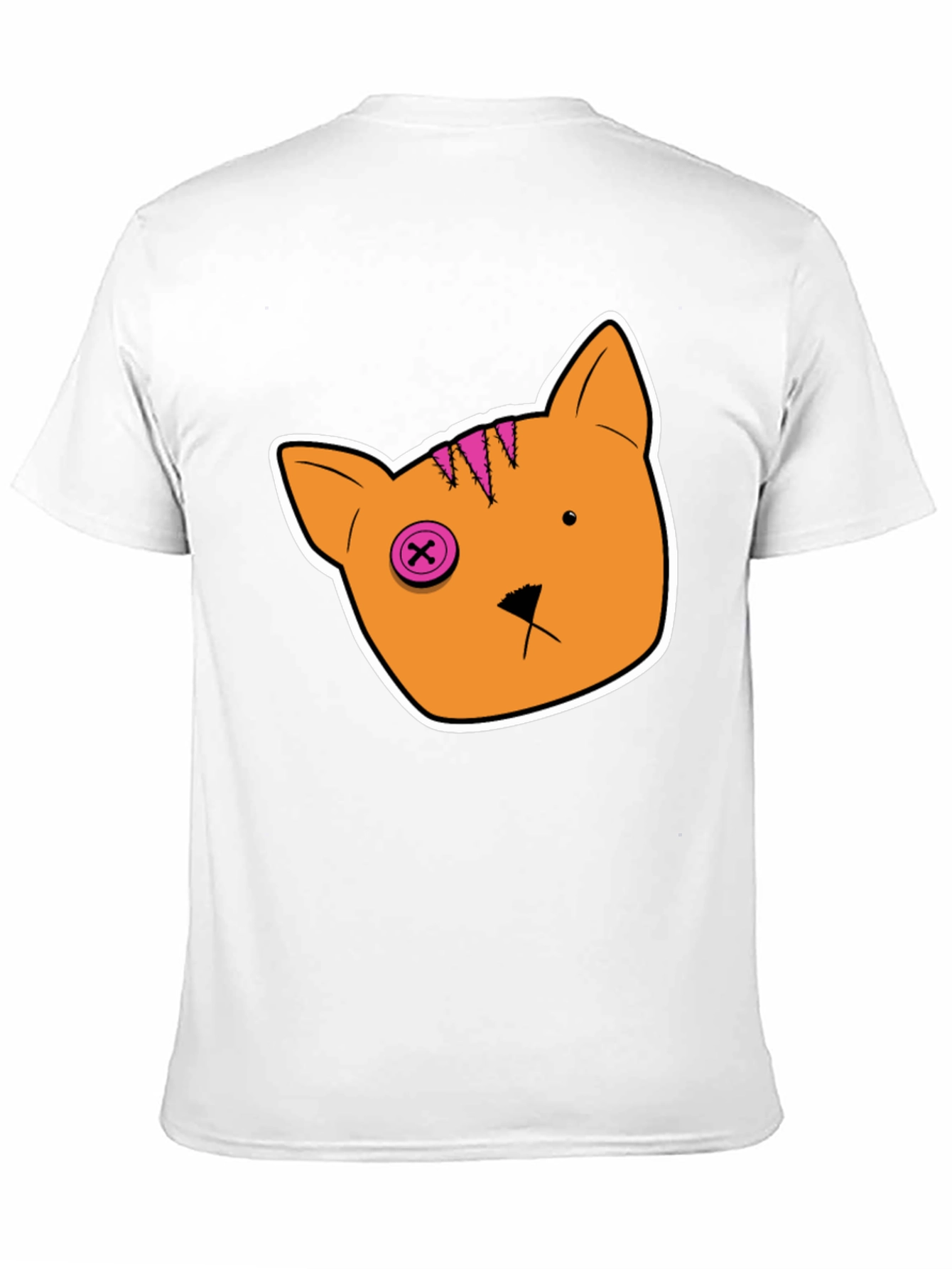 Black Cartoon Cat Tee: Black Cotton T-Shirt view 11