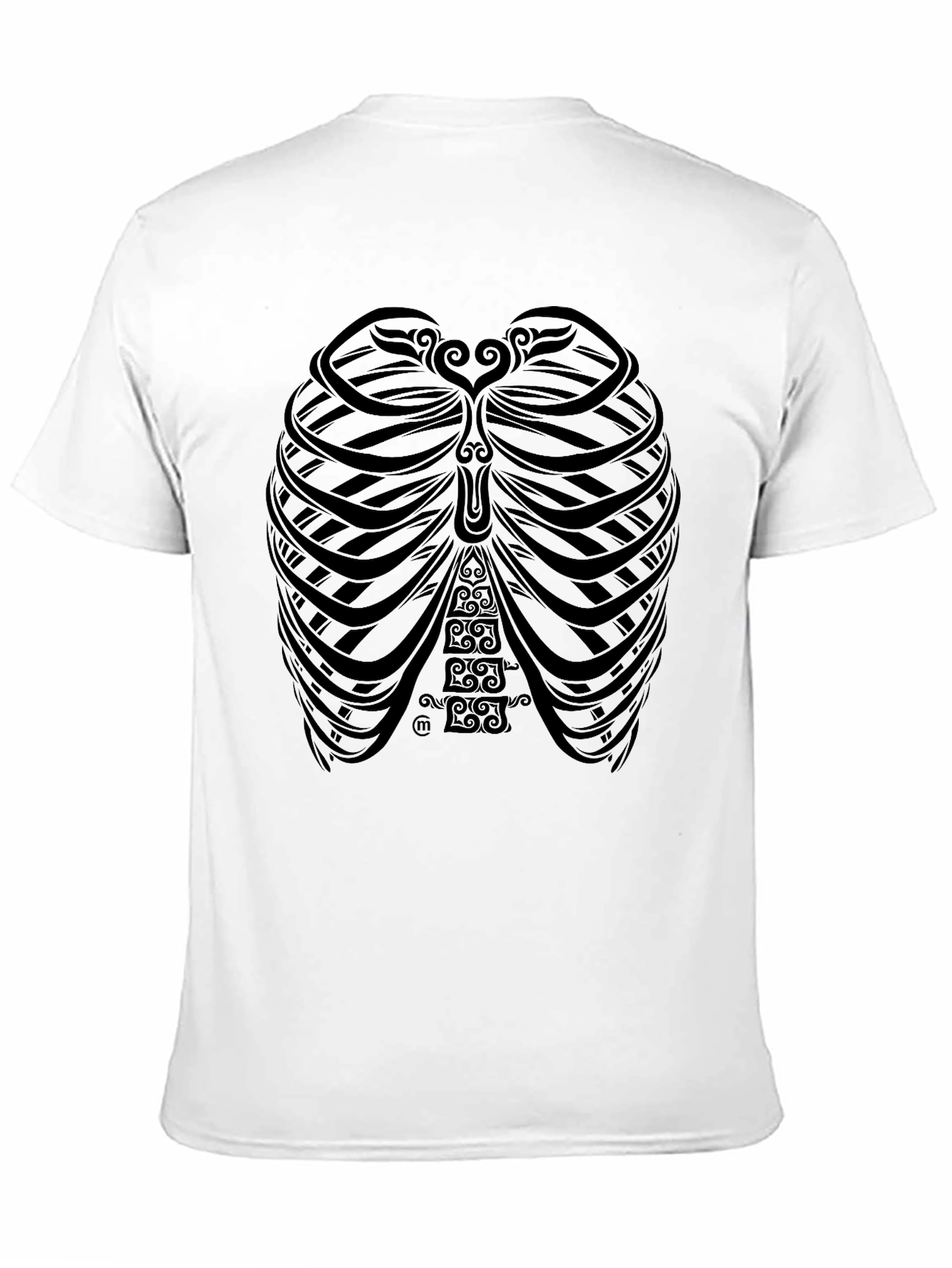 Black Tribal Rib Cage Print Black T-Shirt view 11