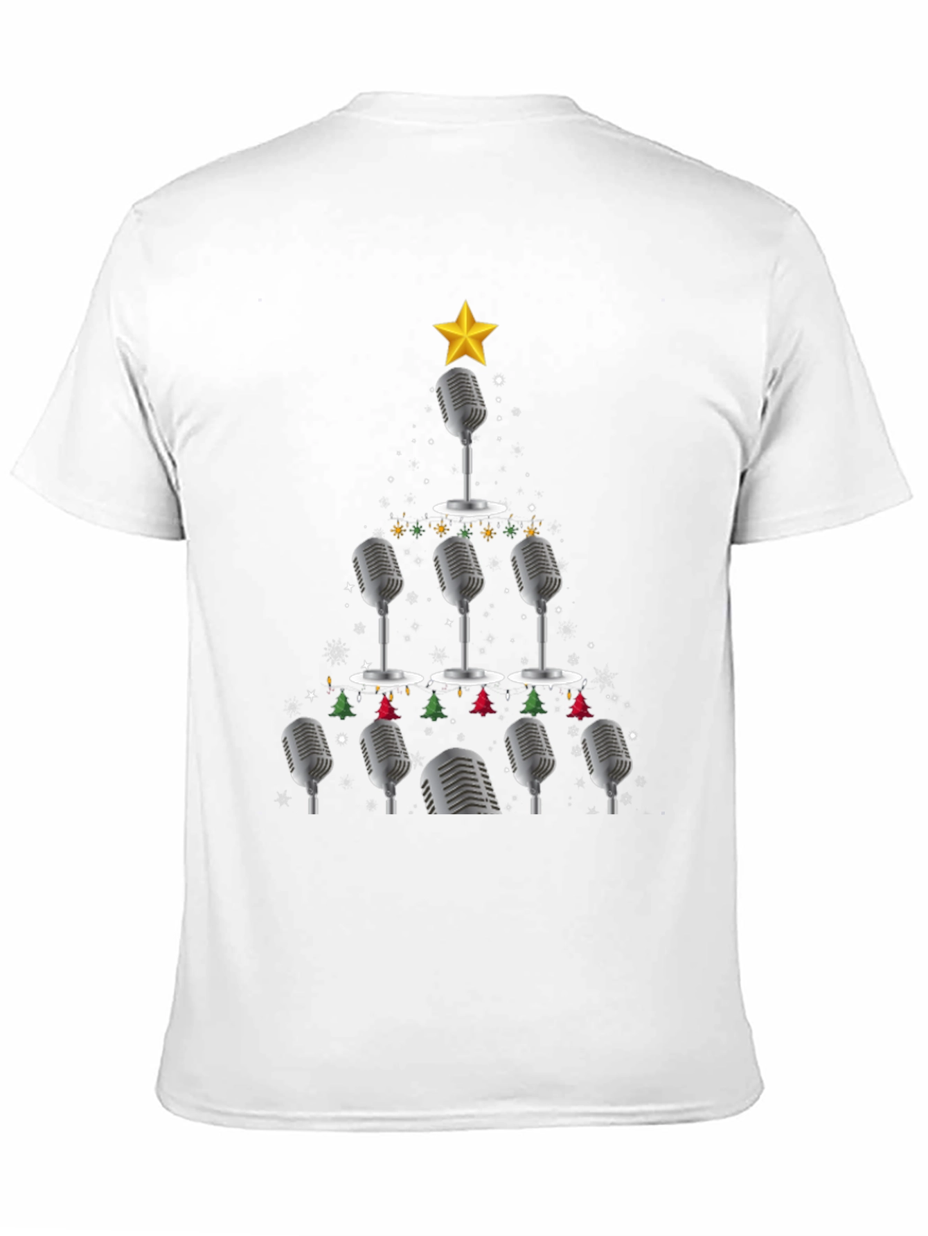 Black Microphone Christmas Tree Graphic Tee view 11
