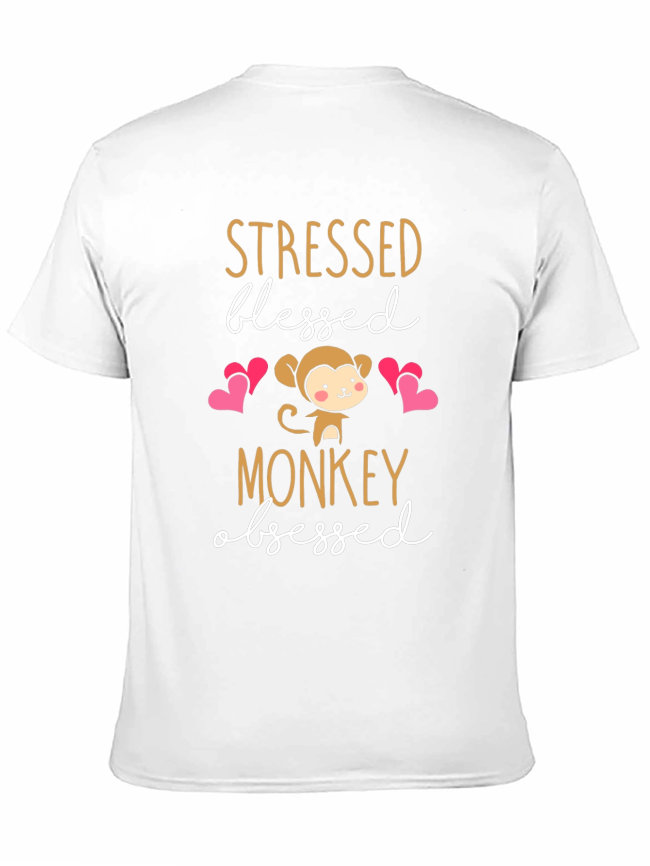 Black Stressed Blessed Monkey Obsessed T-Shirt view 11