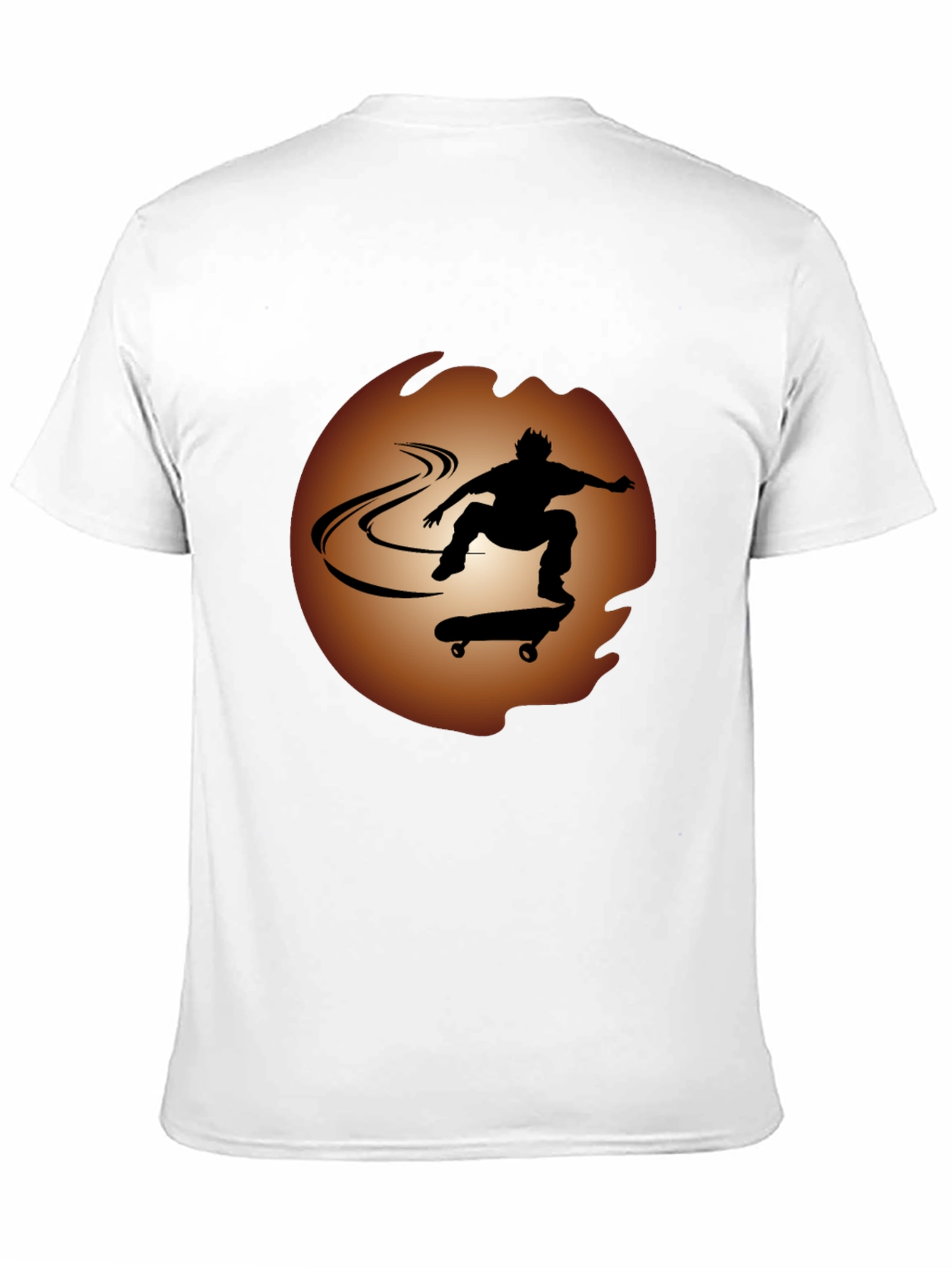 Black Skateboarder Silhouette Graphic Tee - Black Cotton view 11