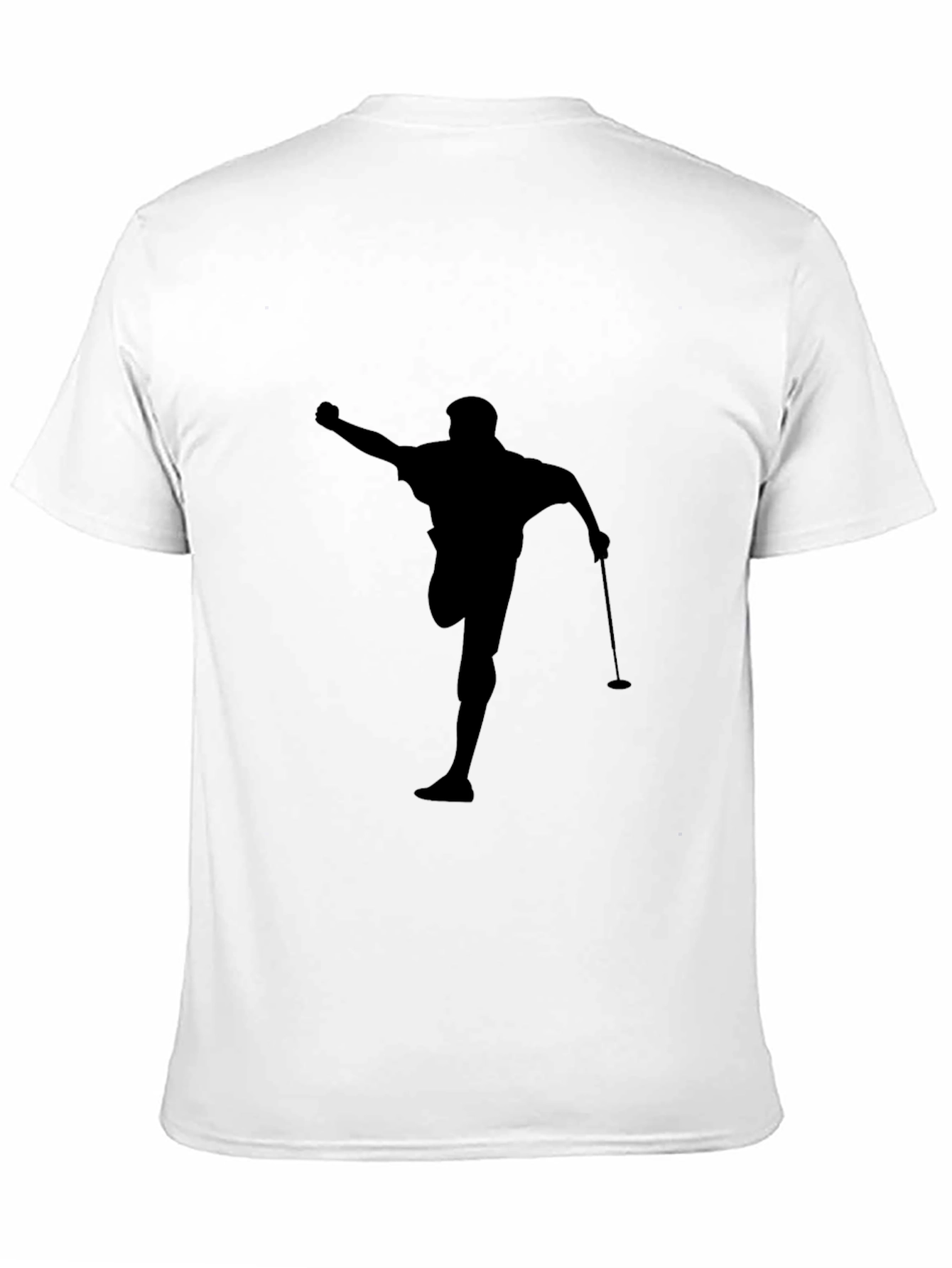 Black Golfer Silhouette Graphic Tee - Black Cotton Casual view 11