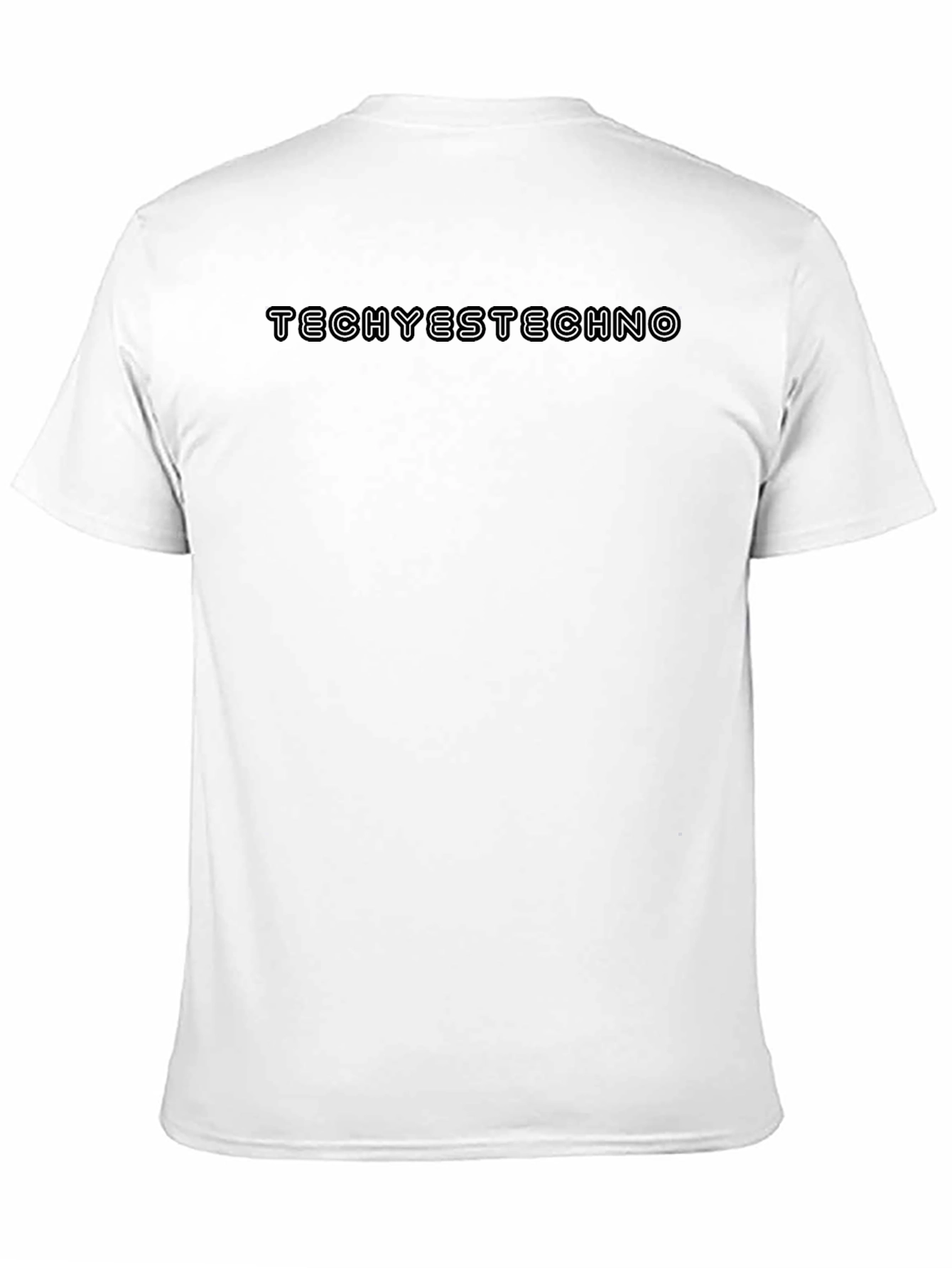 Black Tech Yes Techno Men's Black T-Shirt view 11