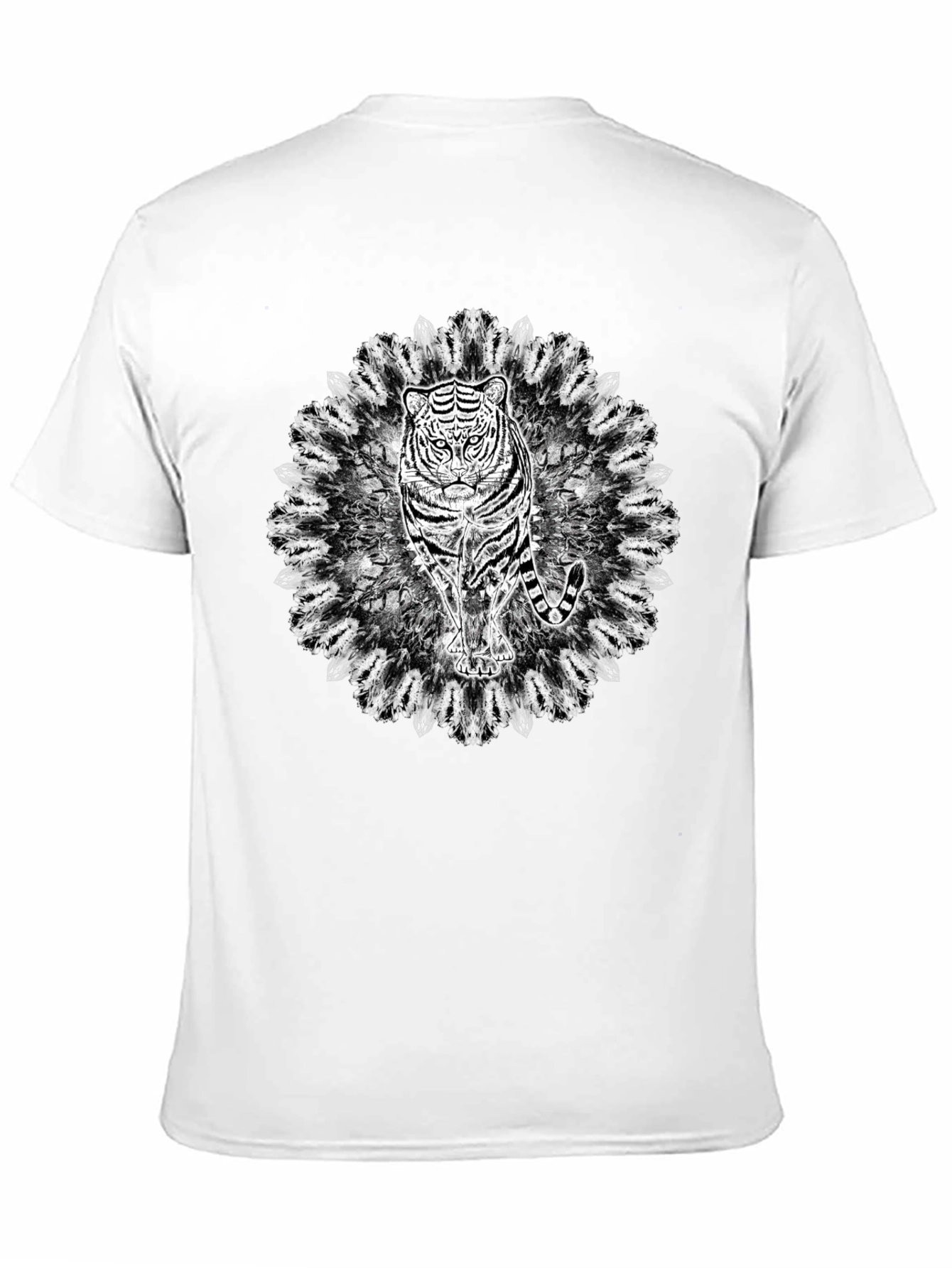 Black Tiger Mandala Graphic Black T-Shirt view 11