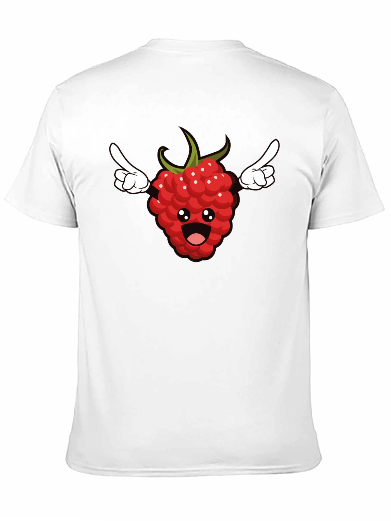 Black Funny Raspberry Cartoon Graphic T-Shirt - Black view 11