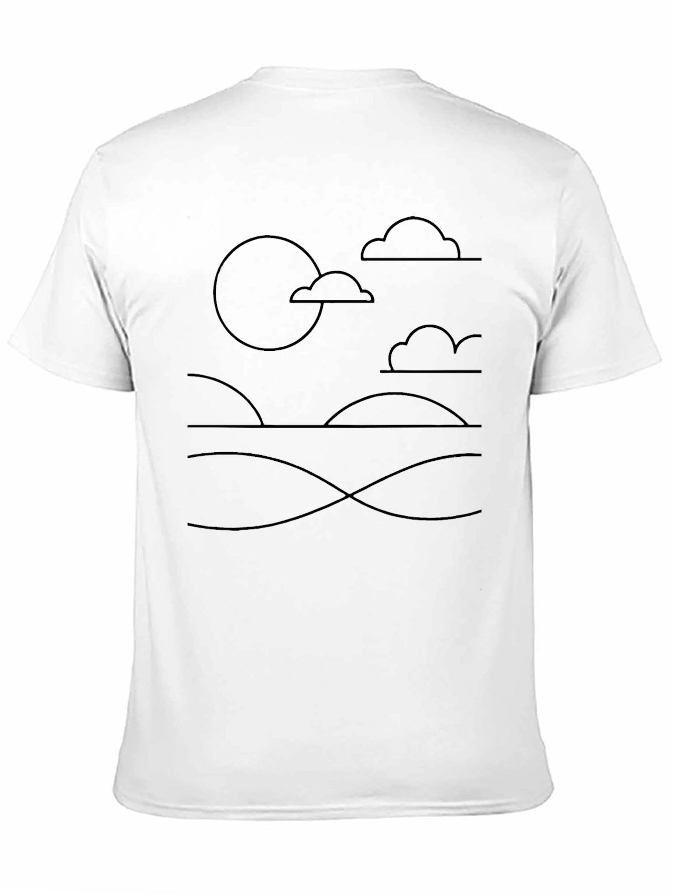Black Minimalist Landscape Graphic Tee - Black Cotton Shirt view 11