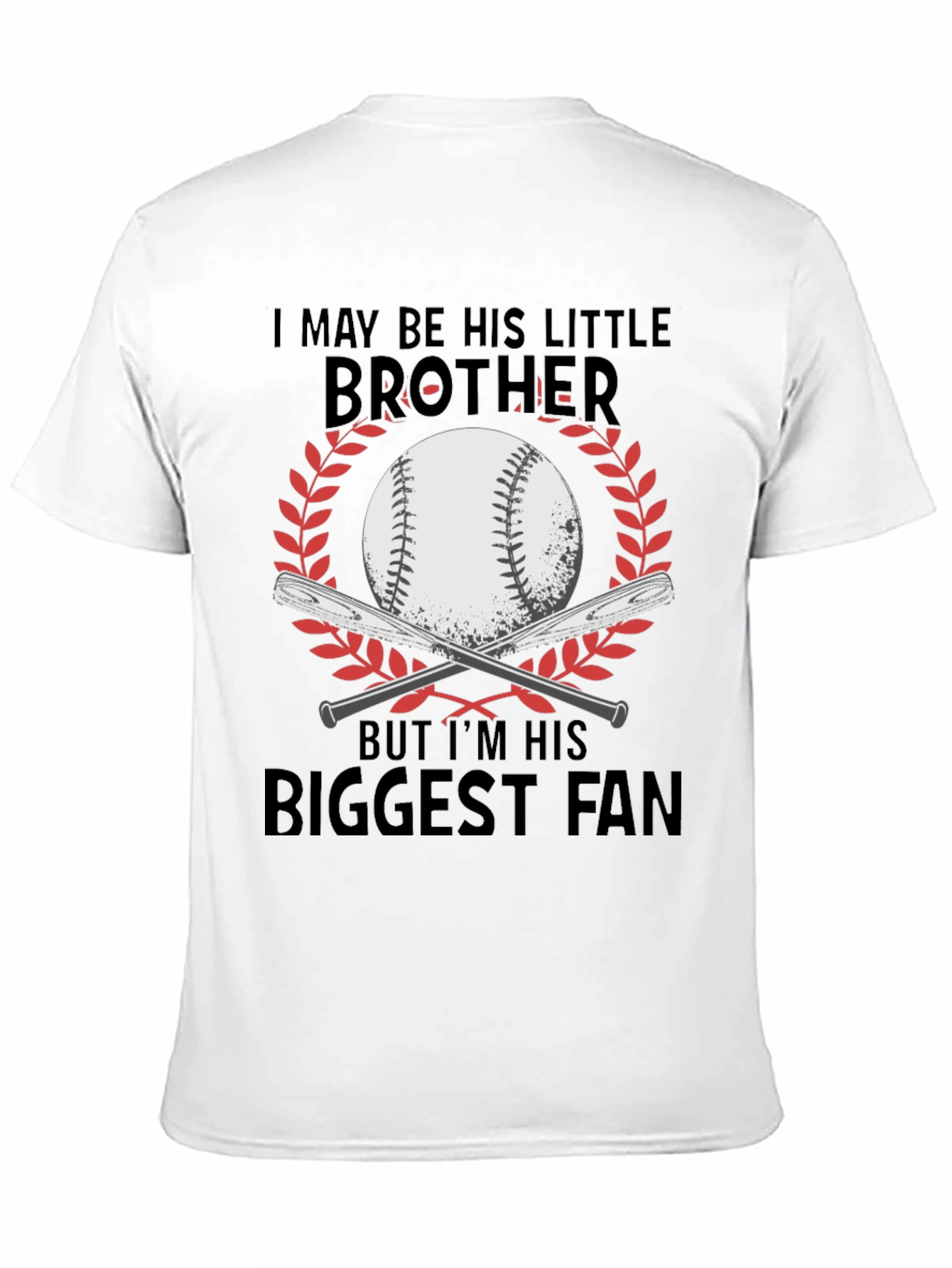 Black Little Brother Biggest Fan Baseball T-Shirt view 11