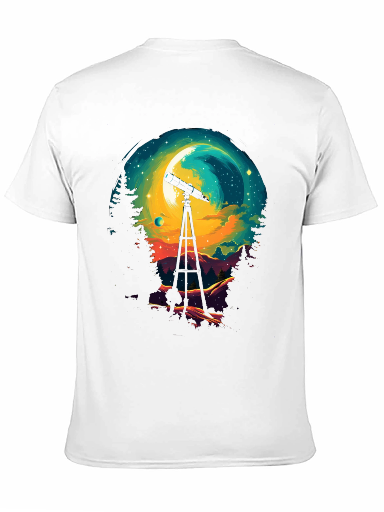 Black Astronomy Night Sky Telescope Graphic T-Shirt view 11