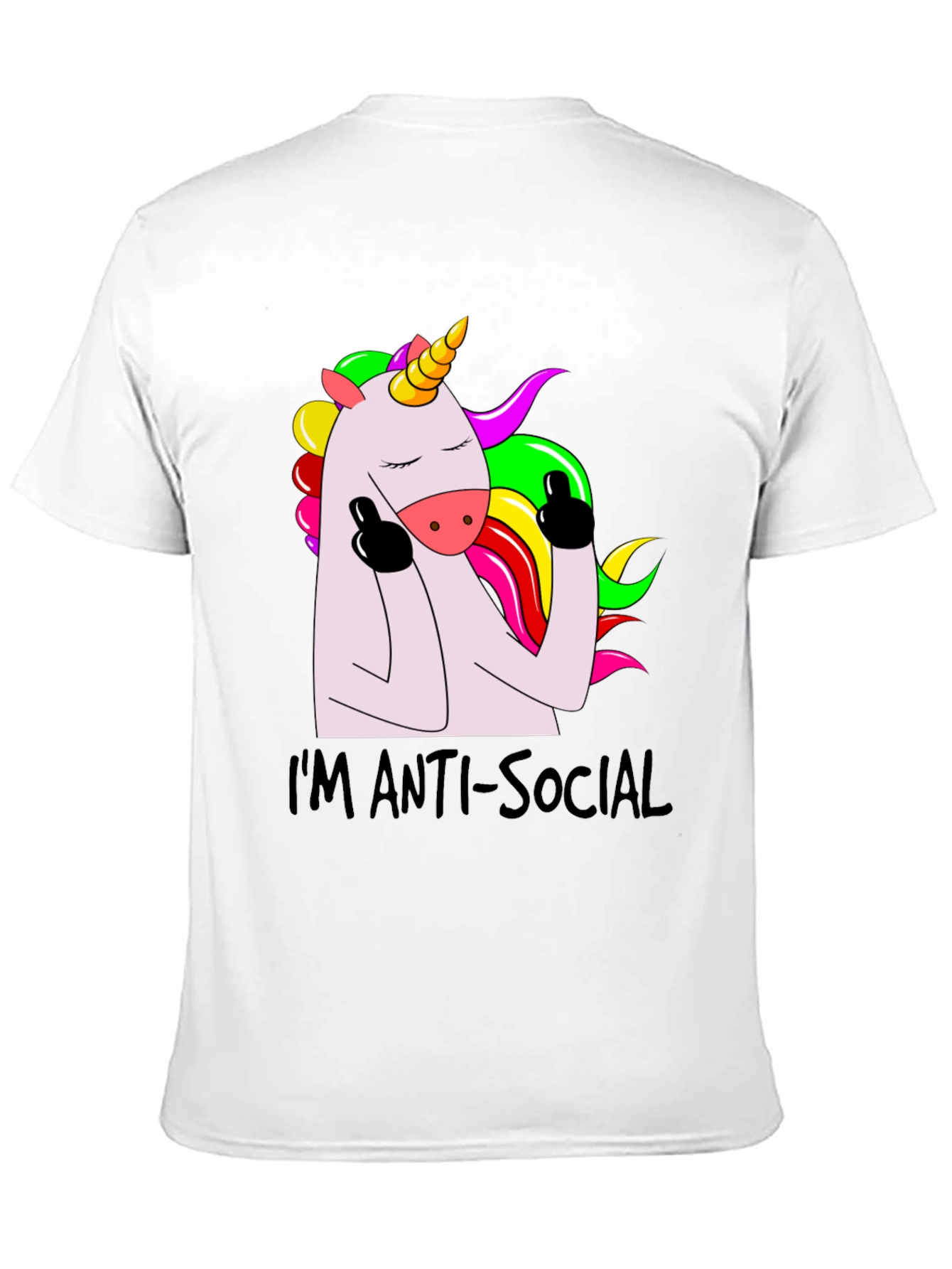 Black Anti-Social Unicorn Graphic Tee - Soft Black Cotton view 11
