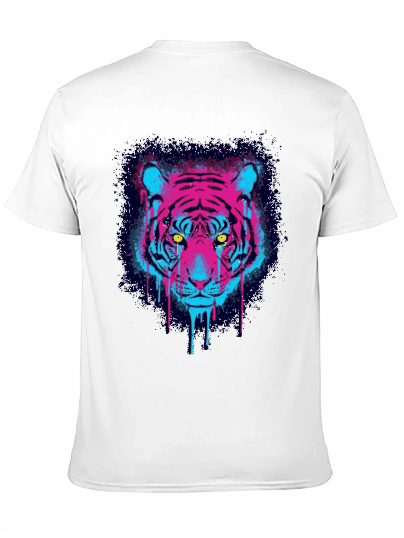 Black Neon Tiger Graphic Print T-Shirt view 11