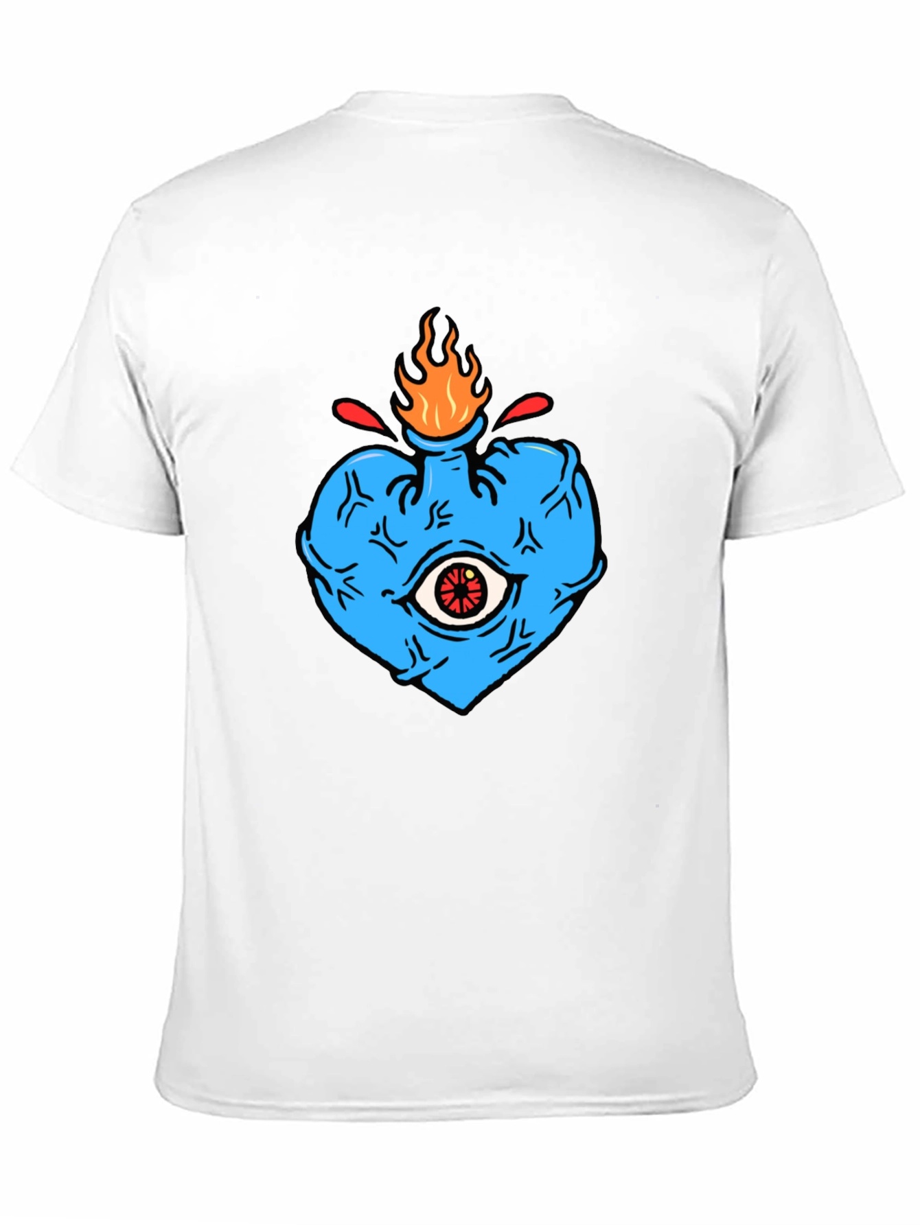 Black Men's Graphic Tee - Burning Heart Eye Design view 11