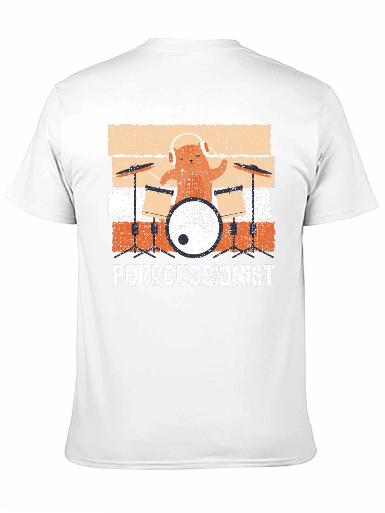 Black Purrcussionist Drummer Cat T-Shirt view 11