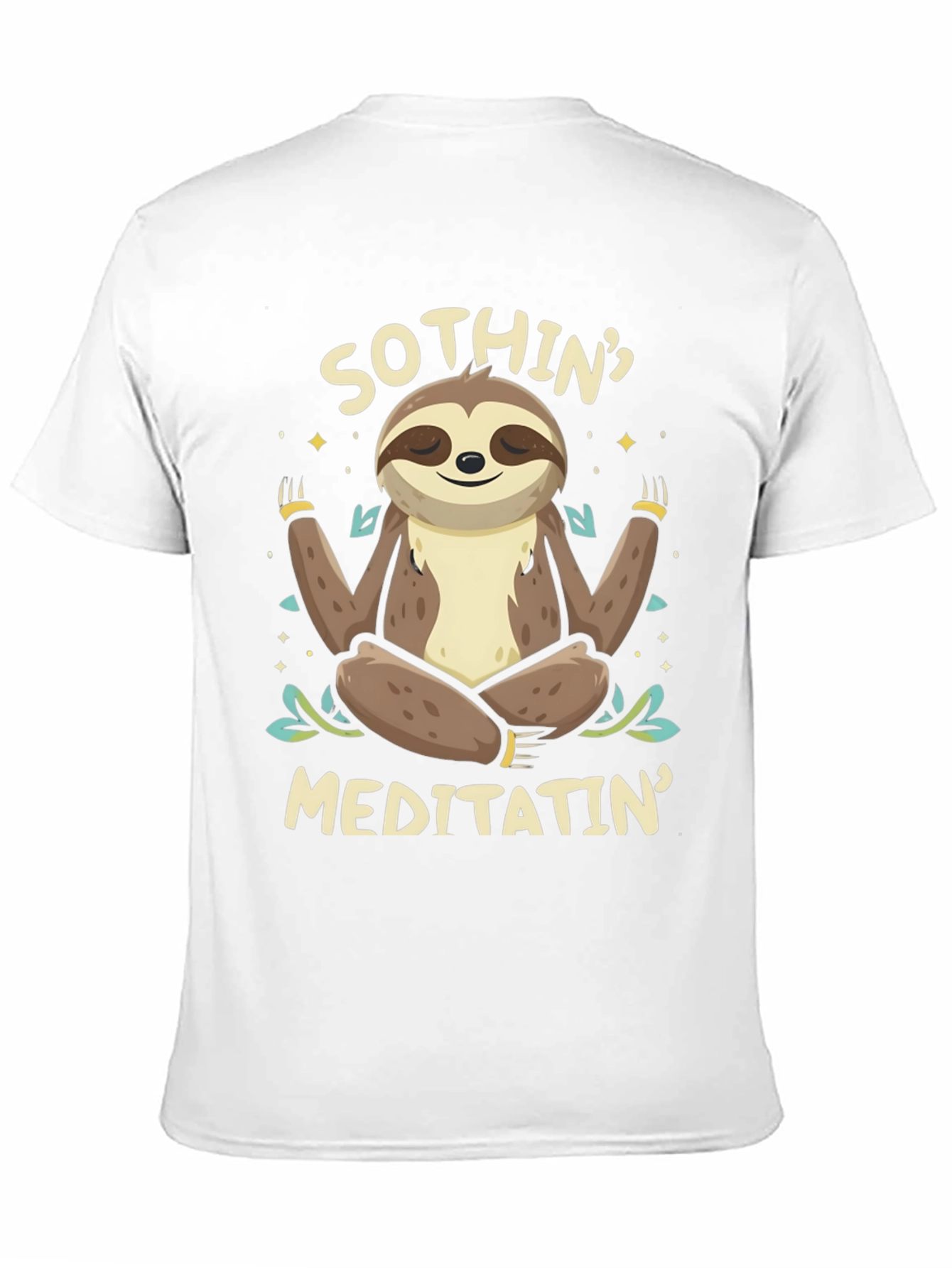 Black Men's "Sothin' Meditatin'" Sloth Graphic T-Shirt view 11