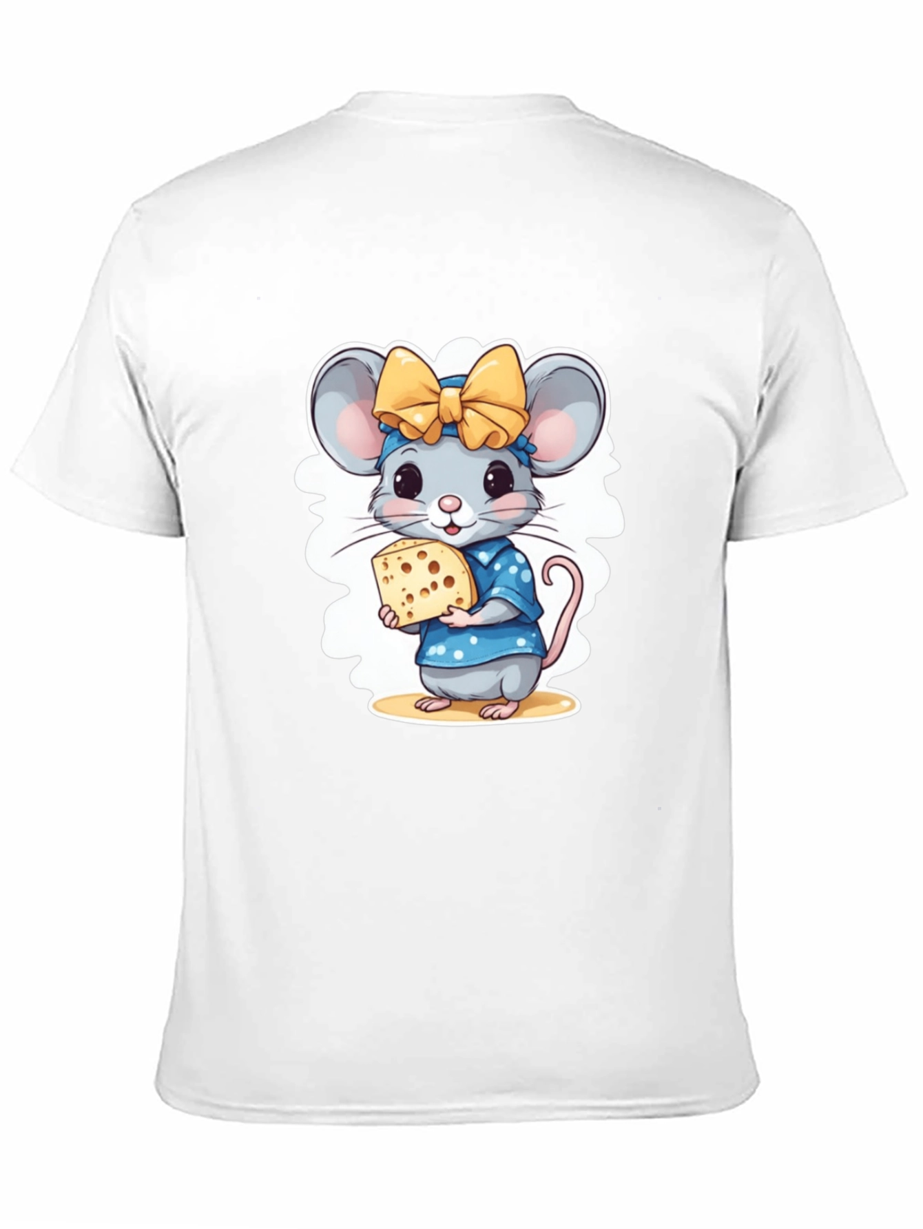 Black Cute Cartoon Mouse Cheese Lover T-Shirt view 11