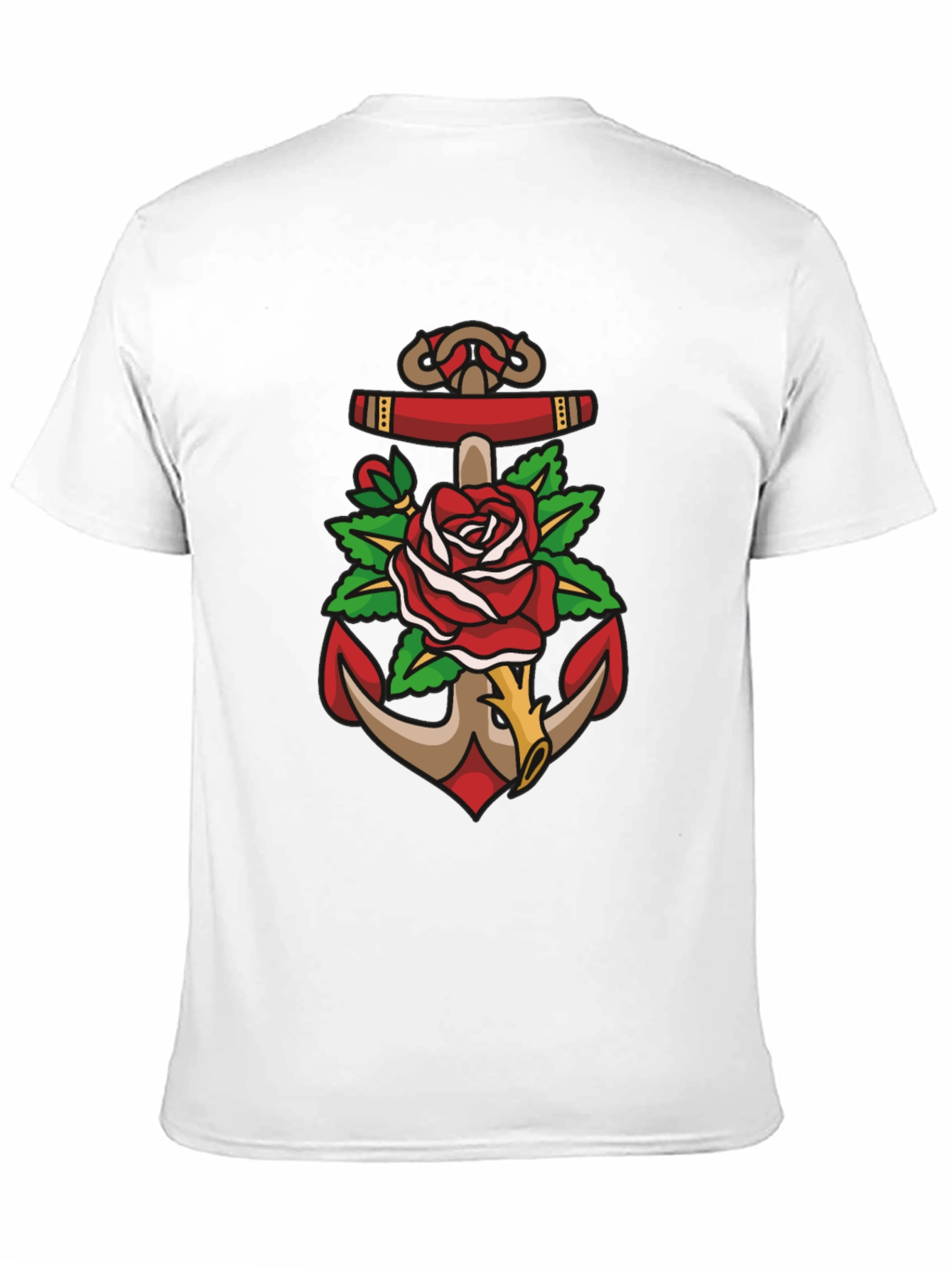 Black Anchor & Rose Graphic Tee - Bold Nautical Design view 11