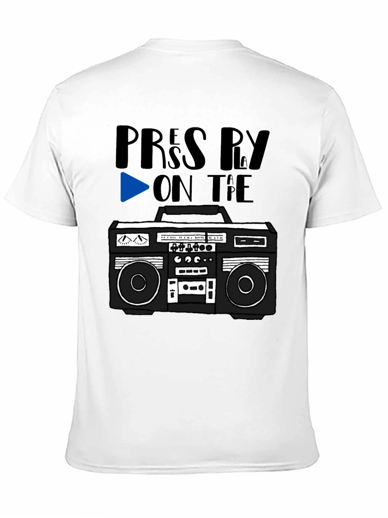 Black Retro Boombox Tee - Press Play On the Tape! view 11