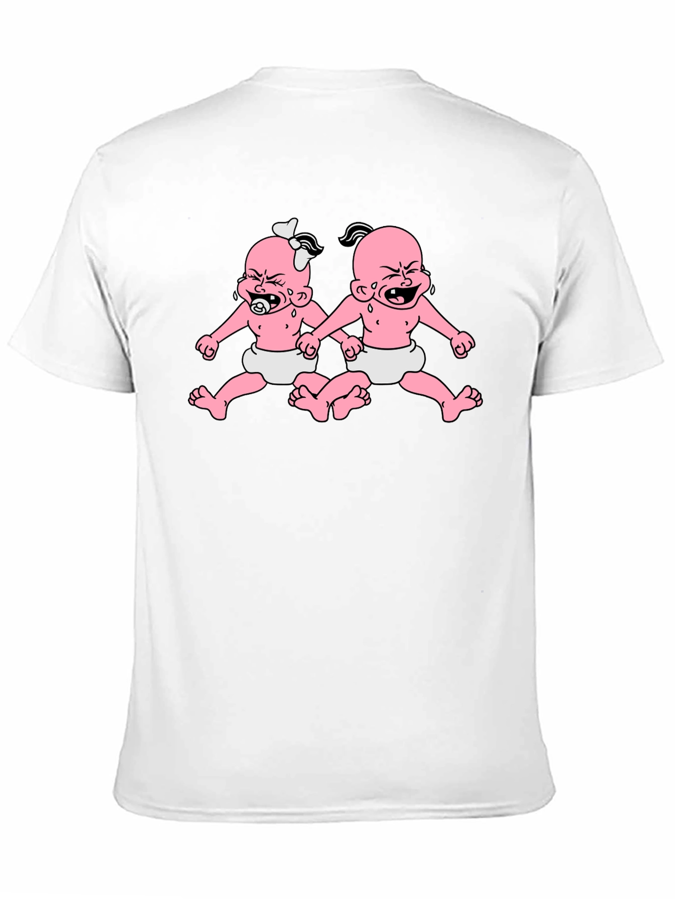 Black Funny Twin Babies Graphic Tee - Black view 11