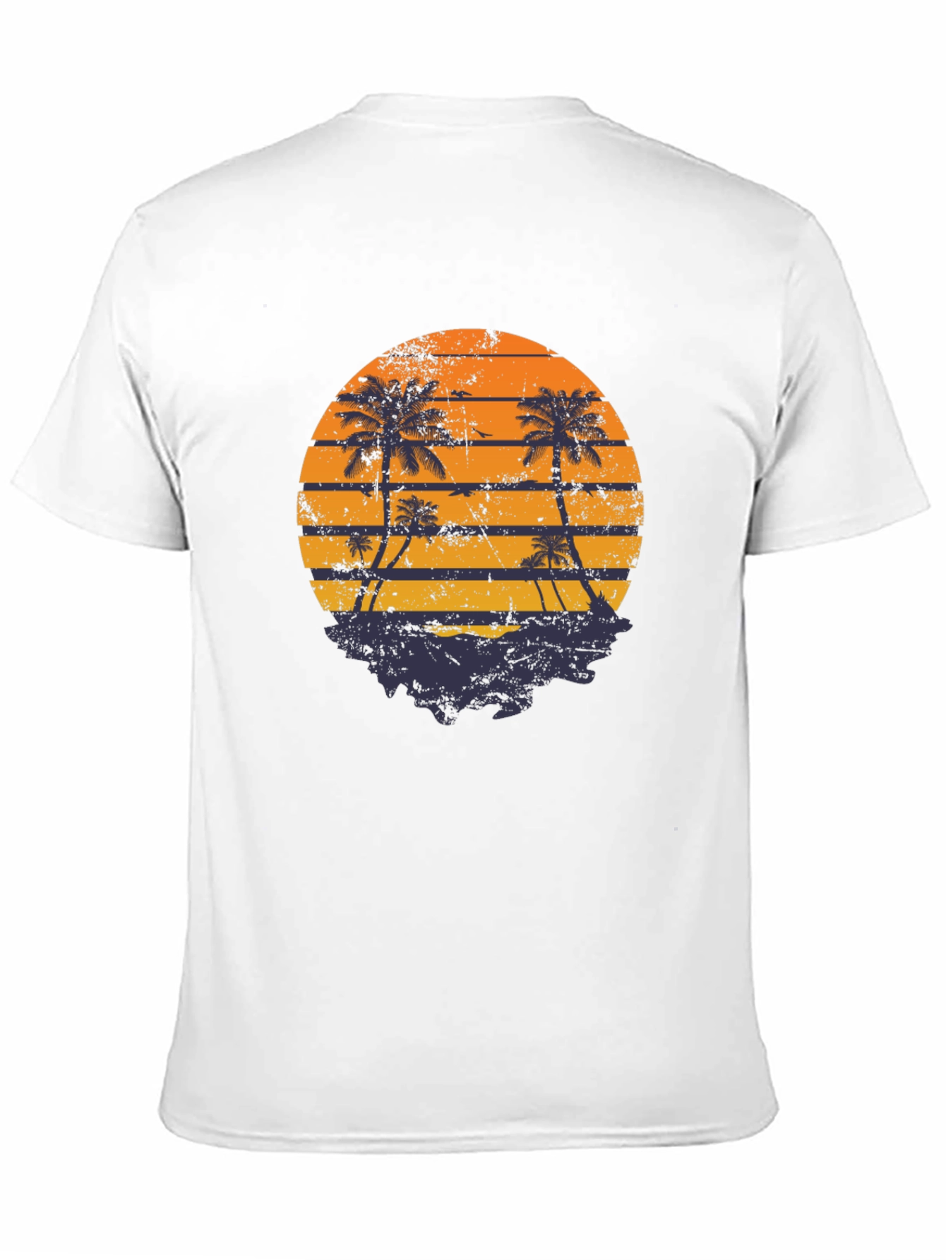 Black Retro Sunset Palm Tree Graphic T-Shirt view 11