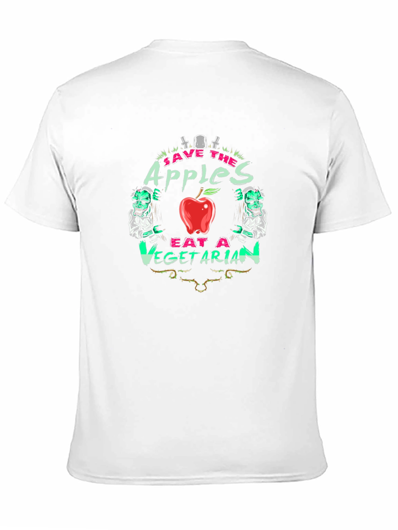 Black Save the Apples Eat a Vegetarian T-Shirt view 11