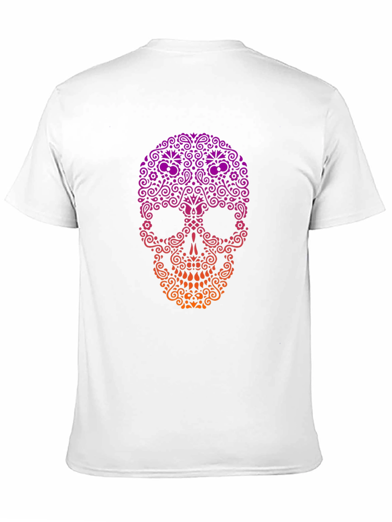 Black Ornamental Skull Graphic Tee - Black Cotton T-Shirt view 11