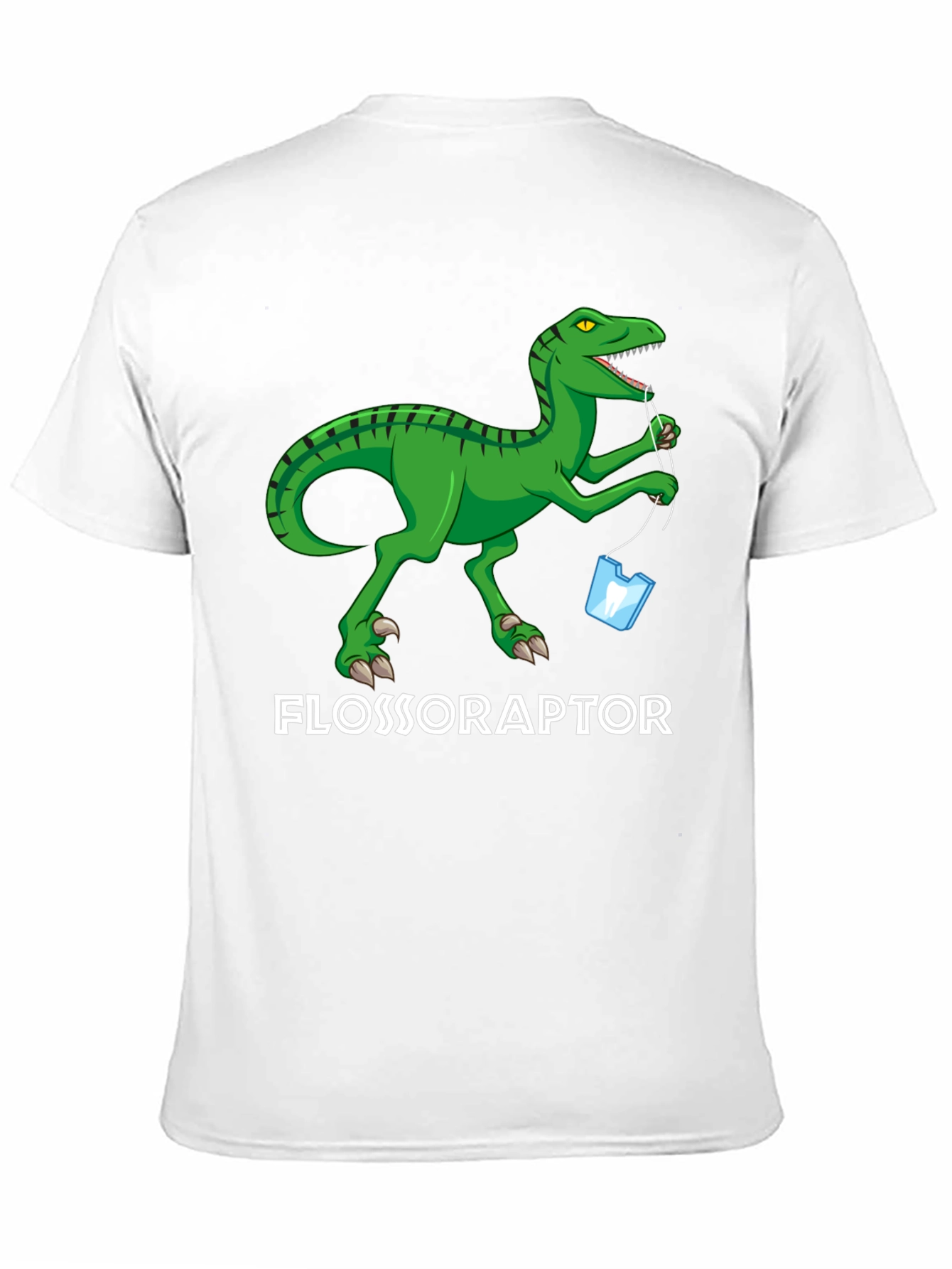 Black Flossoraptor T-Shirt - Dental Hygiene Dinosaur Tee view 11