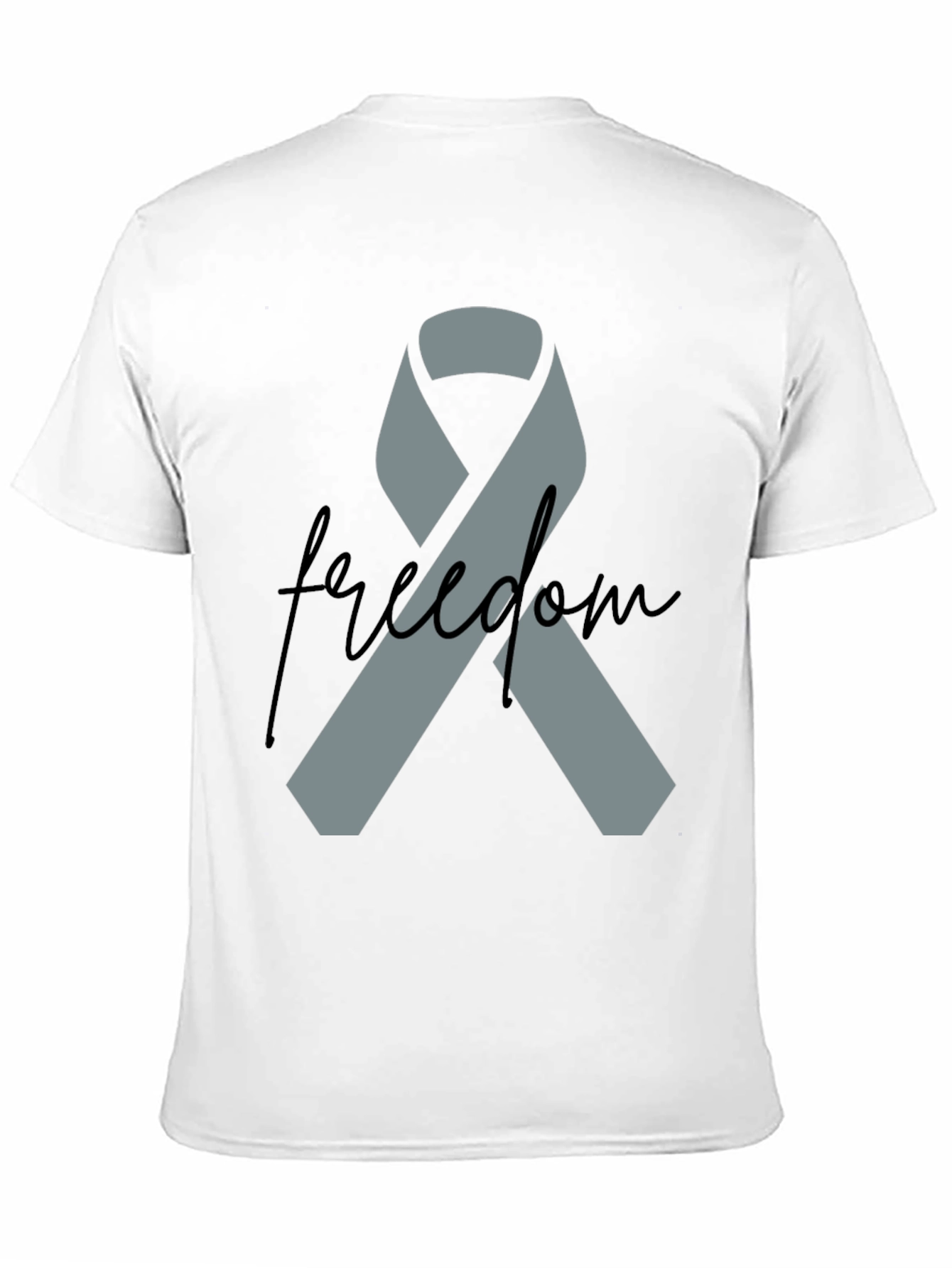 Freedom Ribbon T-Shirt - Grey Ribbon on Black - 11