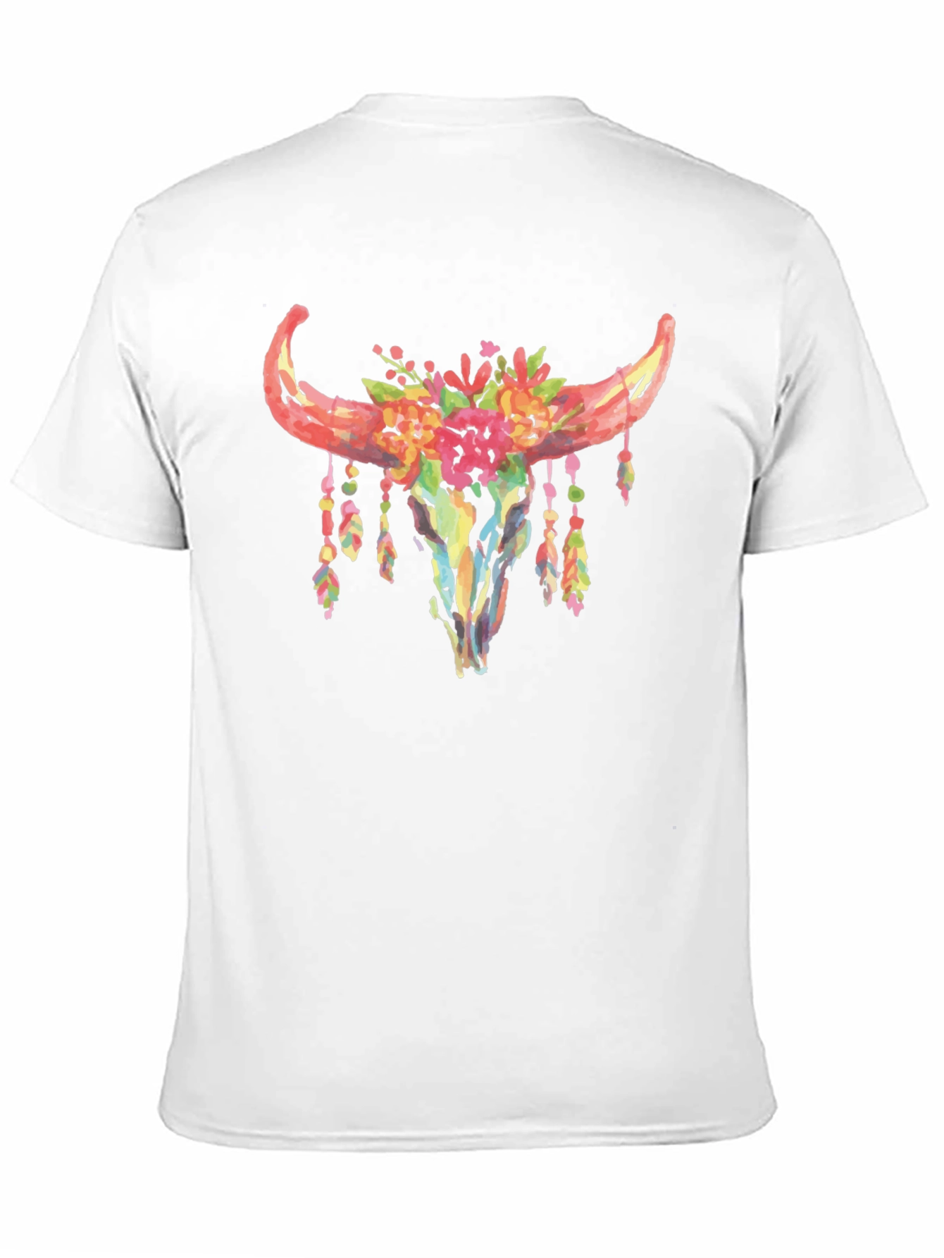 Black Floral Bull Skull Graphic T-Shirt view 11