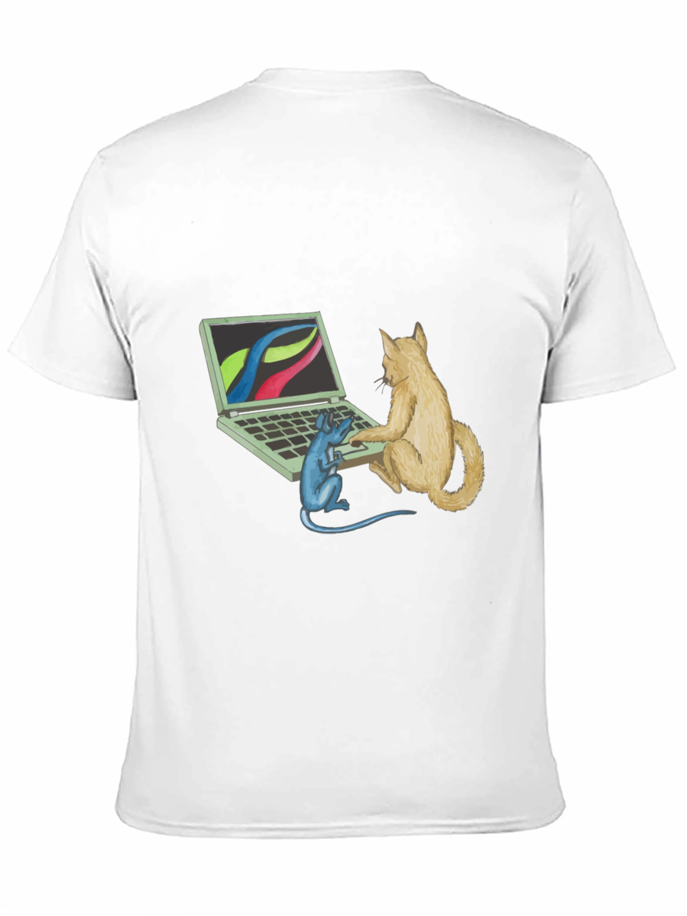 Black Cat & Mouse Computer Black T-Shirt view 11