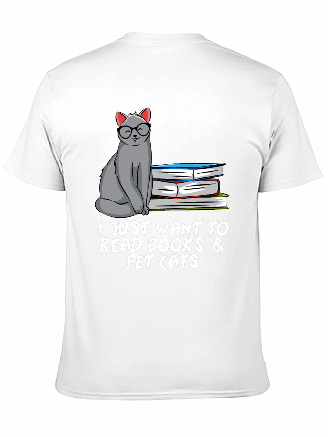 Black Bookish Cat Lover T-Shirt: Read Books & Pet Cats view 11