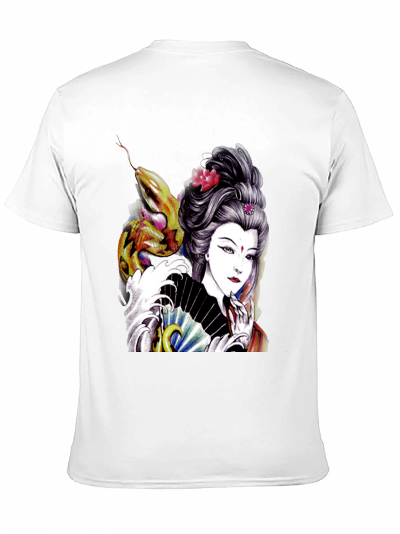 Black Geisha Snake Graphic Print Black T-Shirt view 11