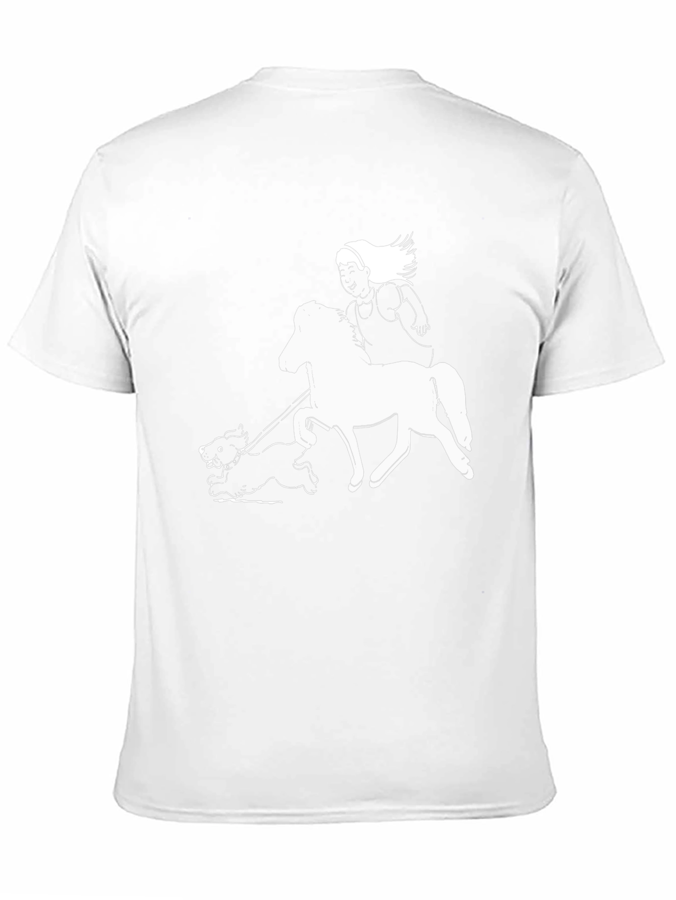 Black Horse & Dog Tee - Fun Graphic Print on Black Shirt view 11