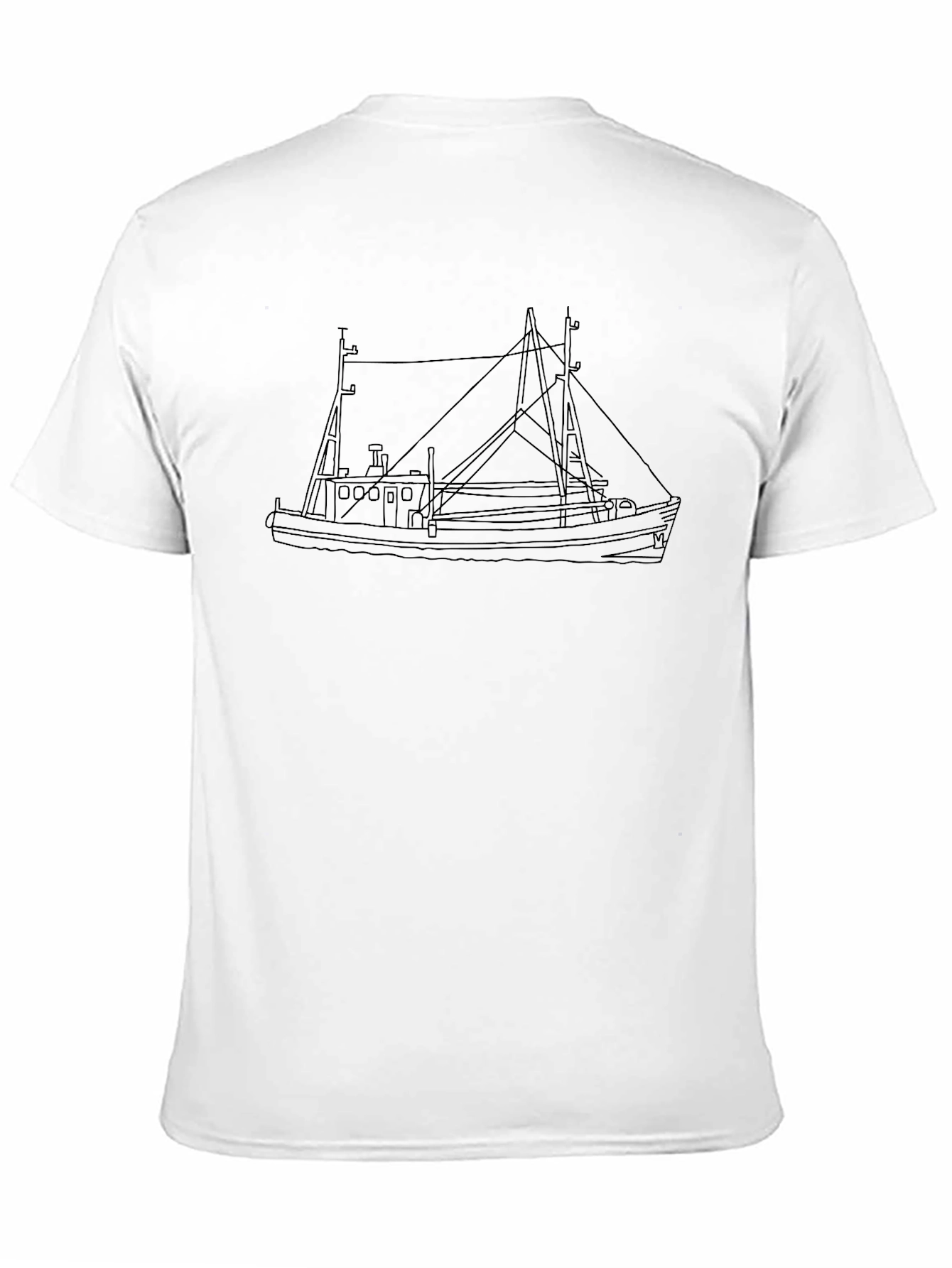 Black Fishing Boat Graphic Tee - Black Cotton T-Shirt view 11