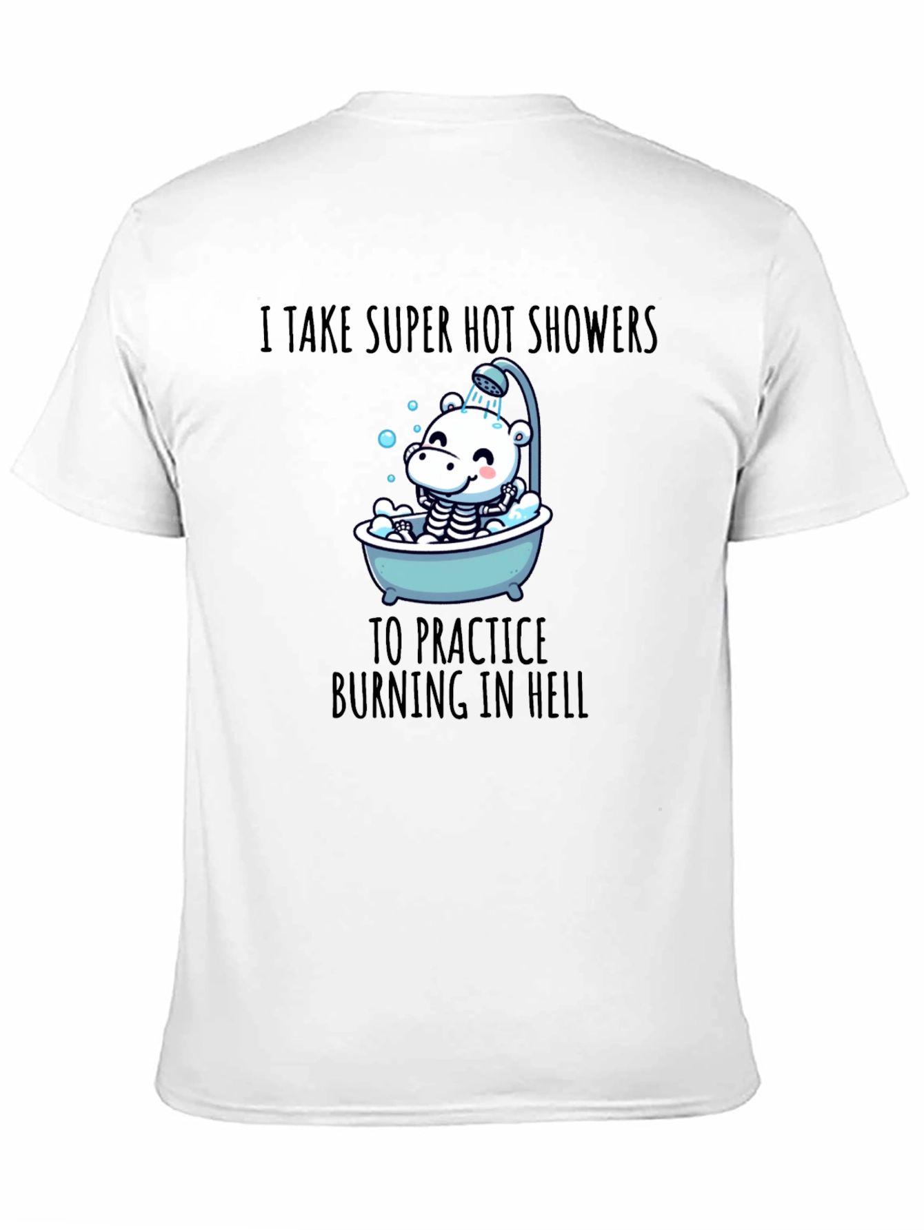 Black Funny 'Burning in Hell' Shower T-Shirt view 11