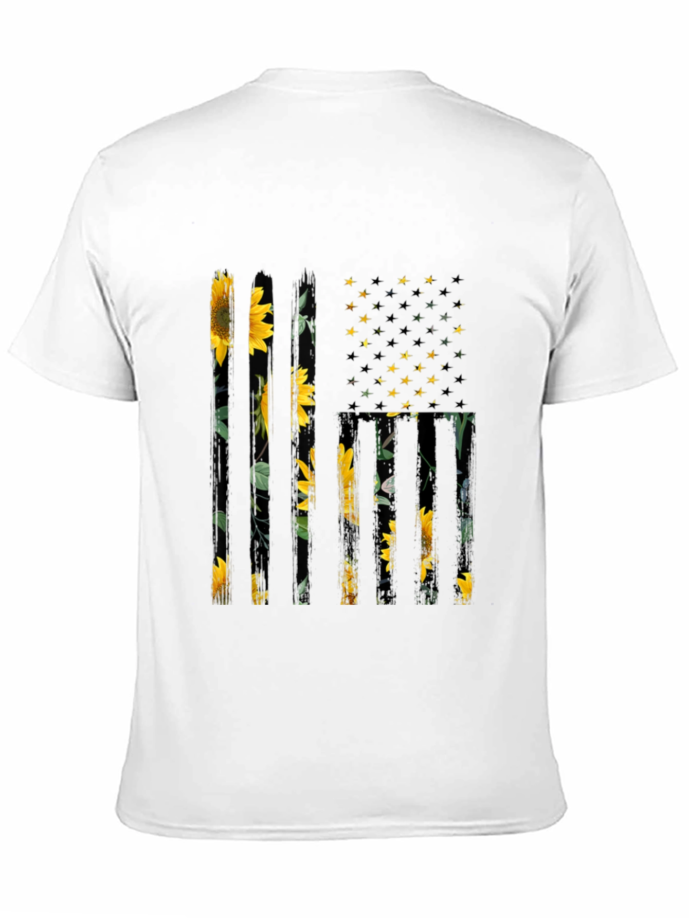 Black Sunflower American Flag Graphic Tee view 11