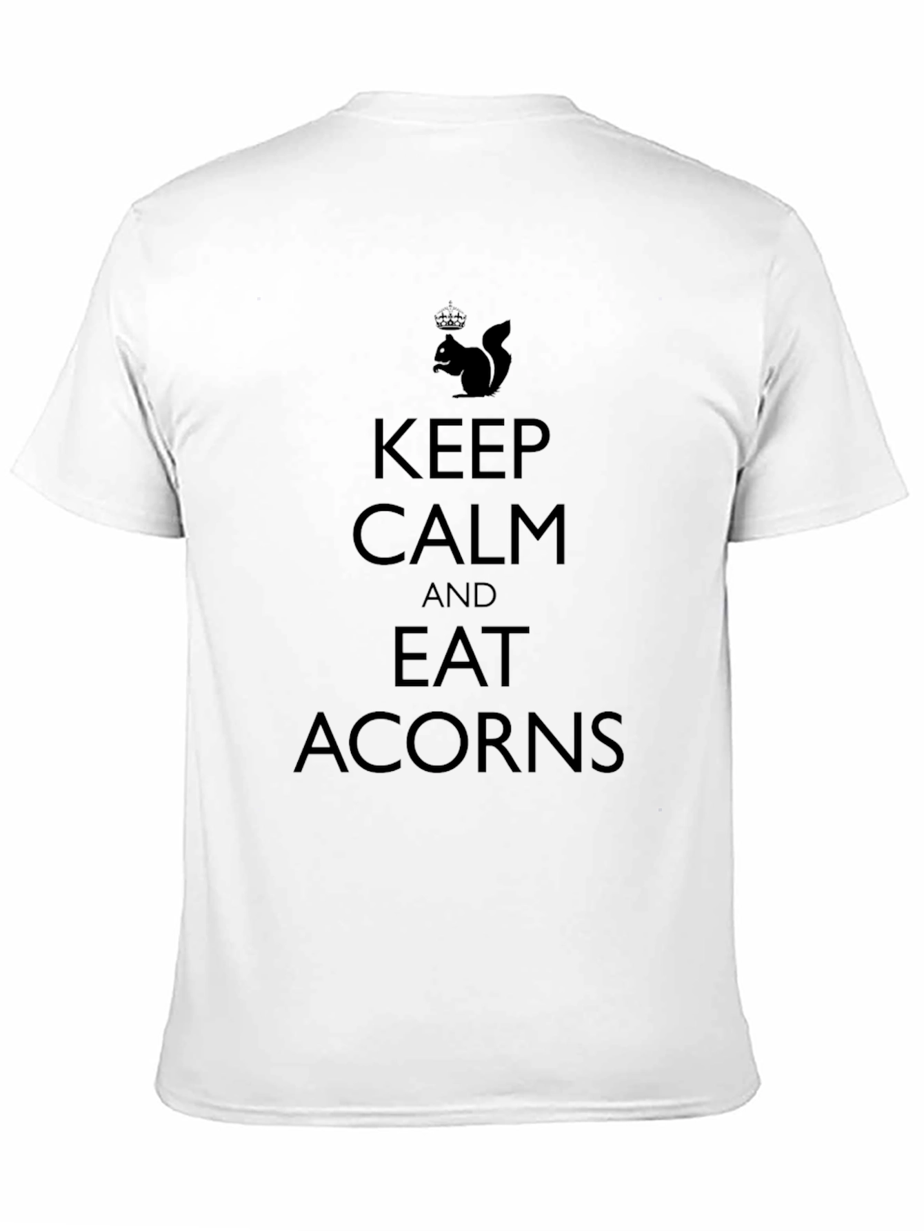 Black Keep Calm and Eat Acorns Graphic Tee - Black Cotton T-Shirt view 11