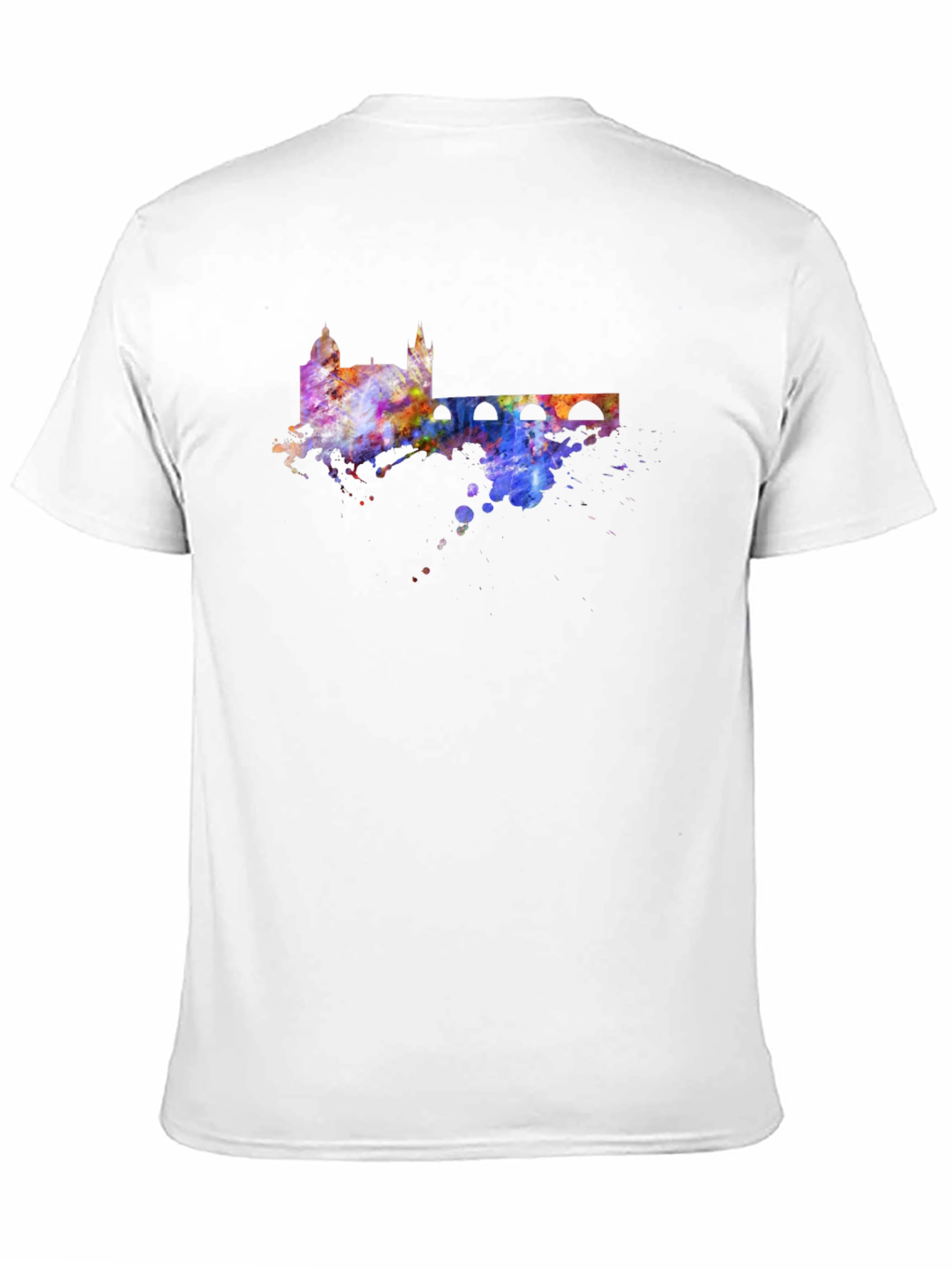 Black Watercolor Cityscape Black T-Shirt view 11